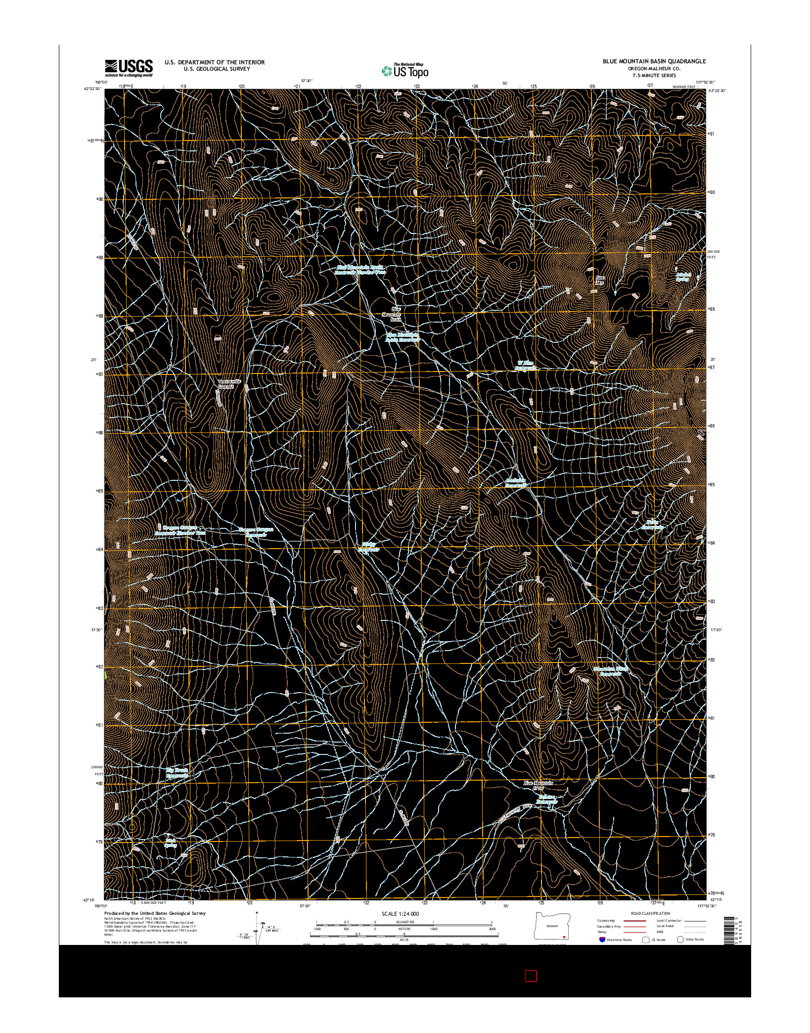 USGS US TOPO 7.5-MINUTE MAP FOR BLUE MOUNTAIN BASIN, OR 2014