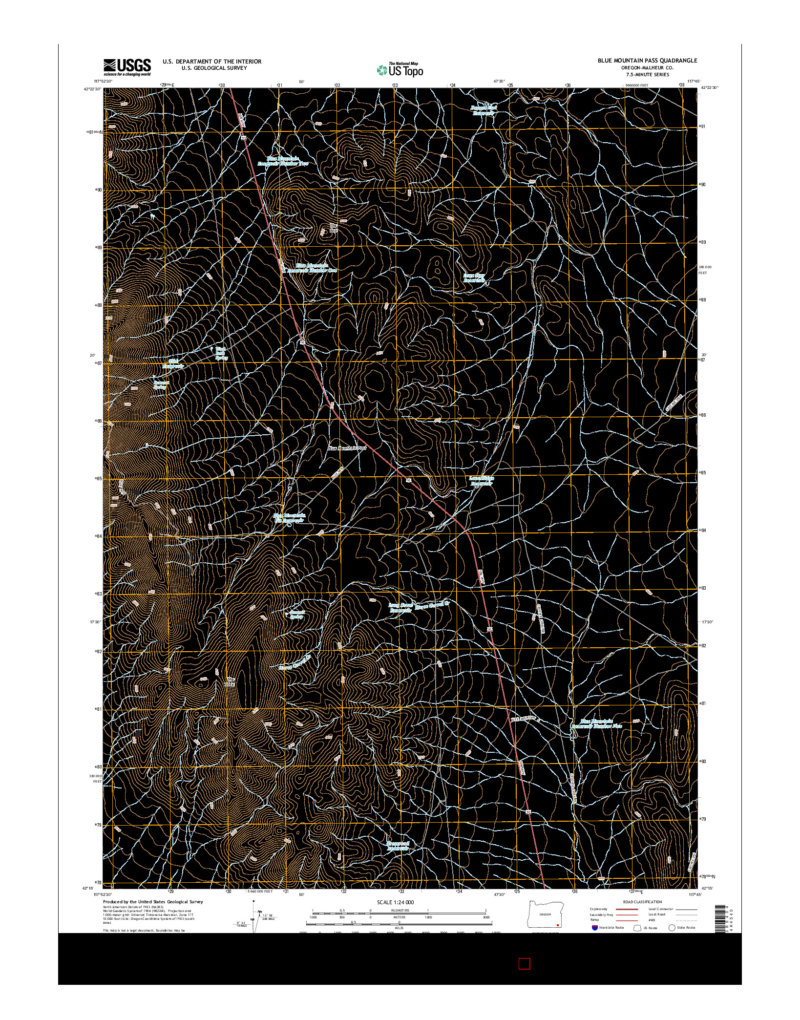 USGS US TOPO 7.5-MINUTE MAP FOR BLUE MOUNTAIN PASS, OR 2014