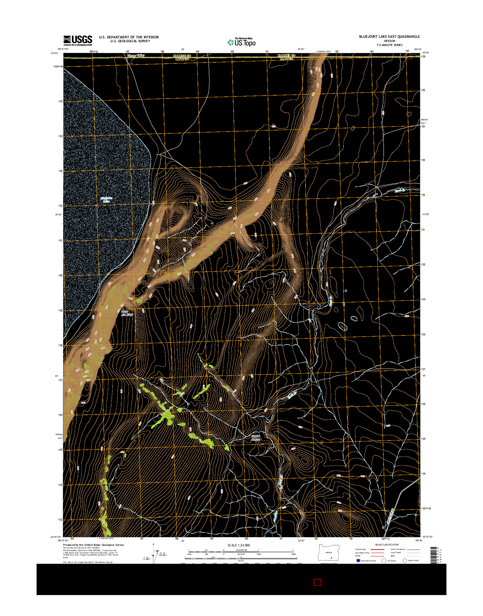 USGS US TOPO 7.5-MINUTE MAP FOR BLUEJOINT LAKE EAST, OR 2014