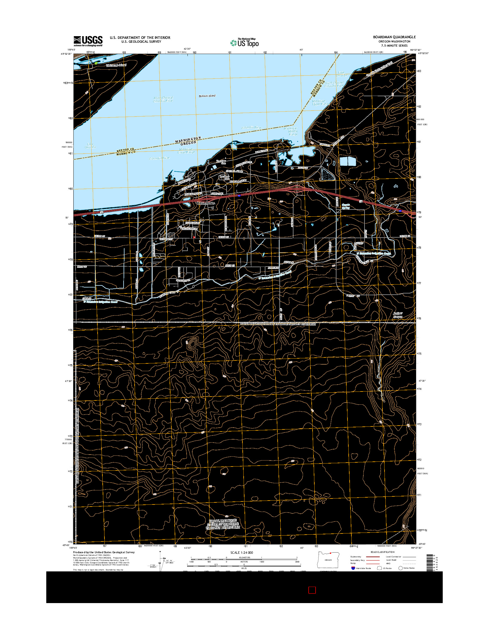 USGS US TOPO 7.5-MINUTE MAP FOR BOARDMAN, OR-WA 2014