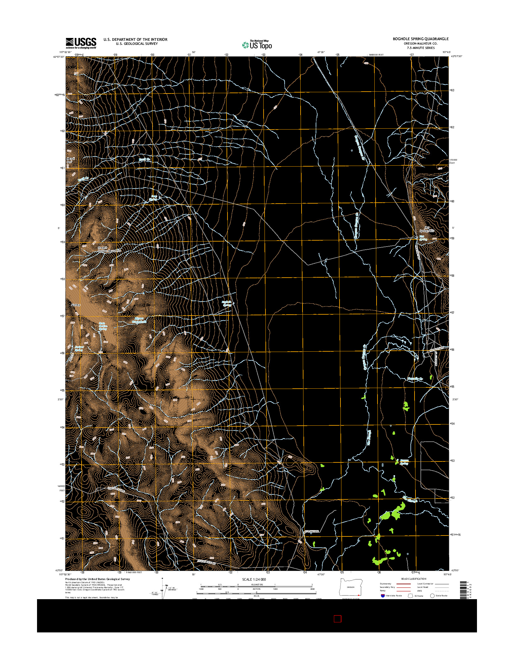 USGS US TOPO 7.5-MINUTE MAP FOR BOGHOLE SPRING, OR 2014