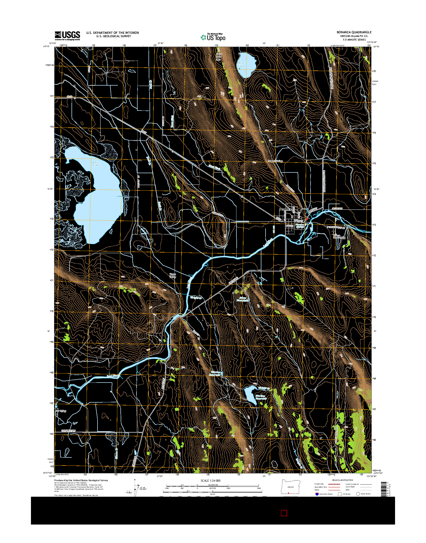 USGS US TOPO 7.5-MINUTE MAP FOR BONANZA, OR 2014