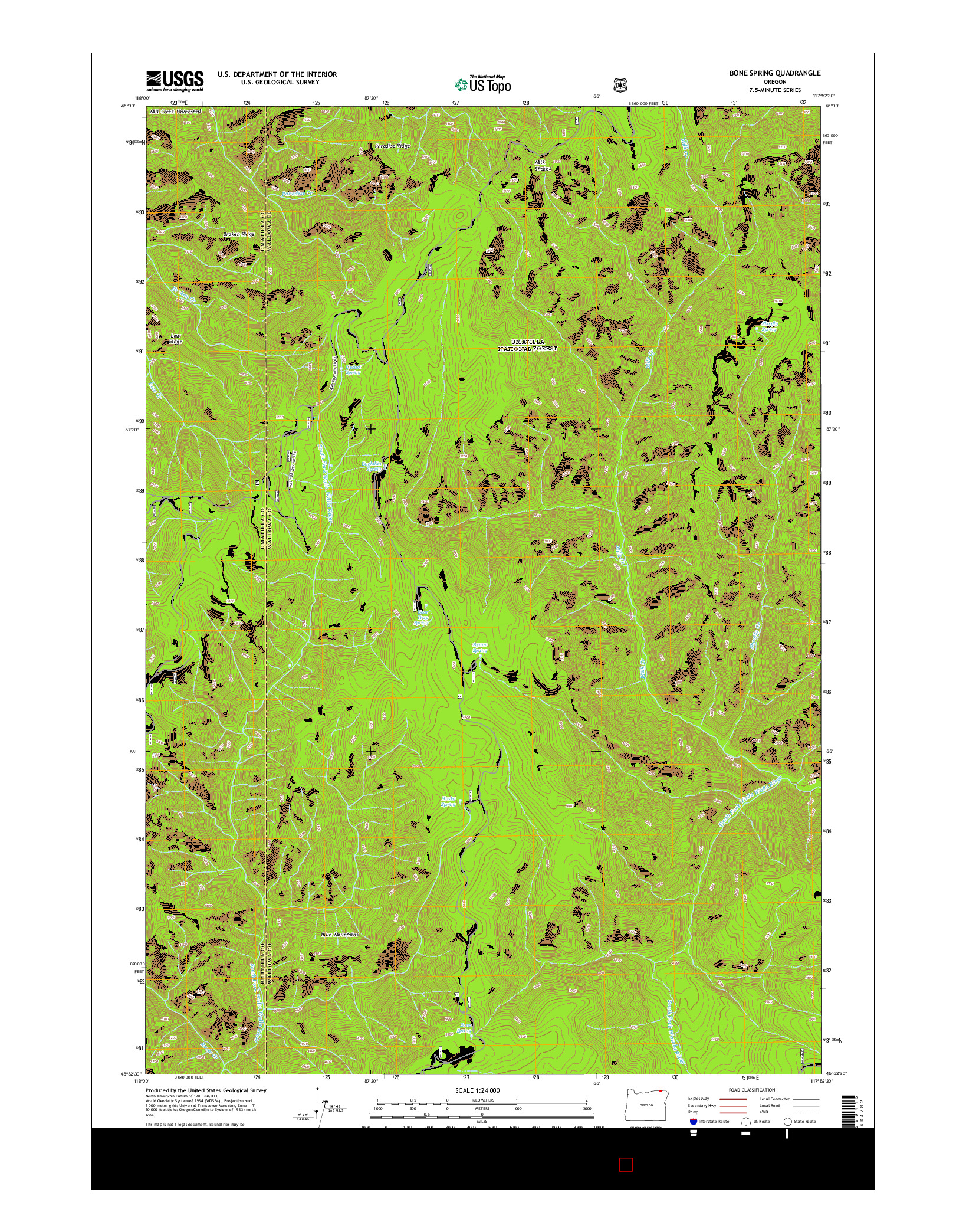 USGS US TOPO 7.5-MINUTE MAP FOR BONE SPRING, OR 2014