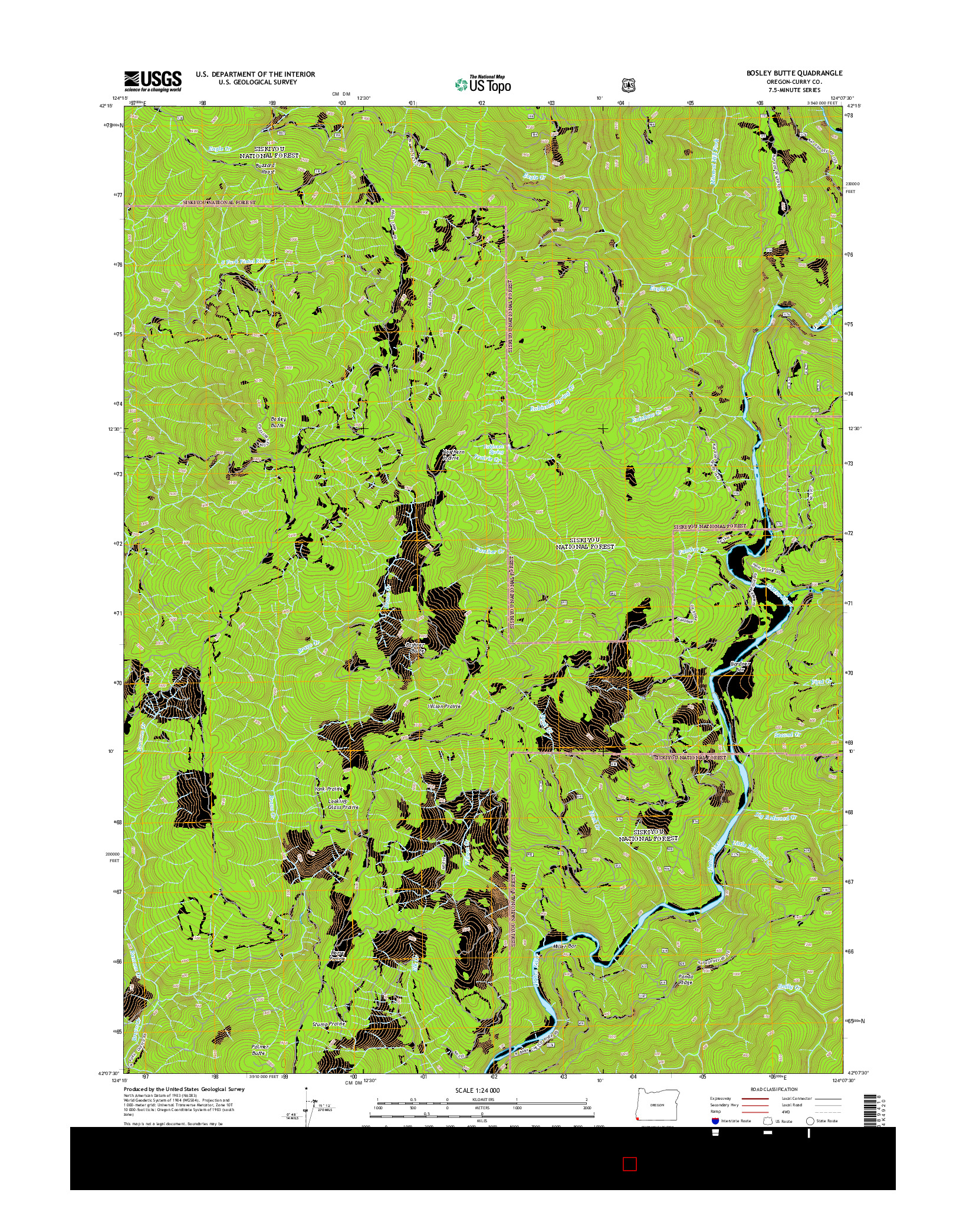 USGS US TOPO 7.5-MINUTE MAP FOR BOSLEY BUTTE, OR 2014