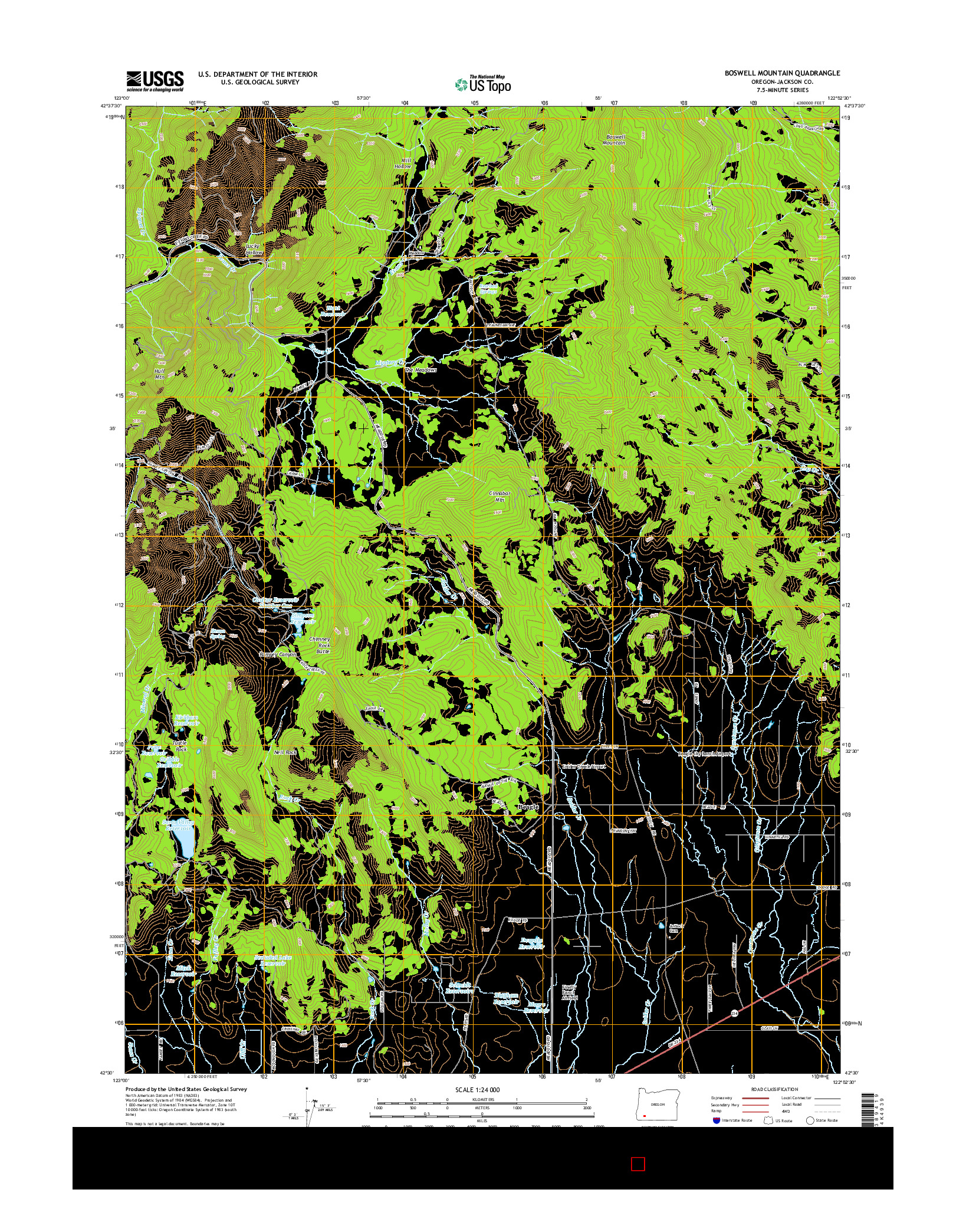 USGS US TOPO 7.5-MINUTE MAP FOR BOSWELL MOUNTAIN, OR 2014