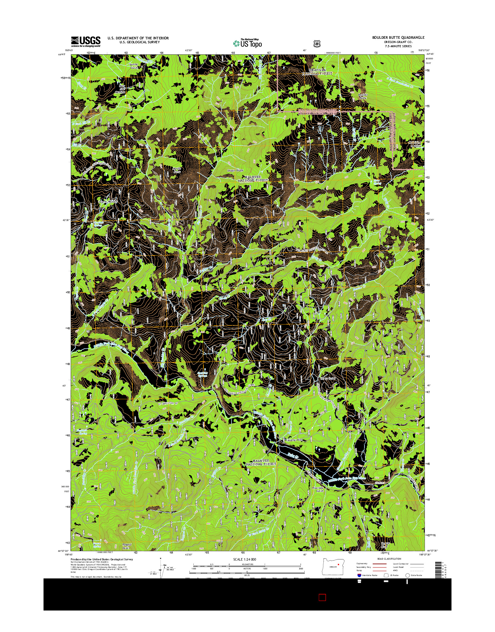 USGS US TOPO 7.5-MINUTE MAP FOR BOULDER BUTTE, OR 2014