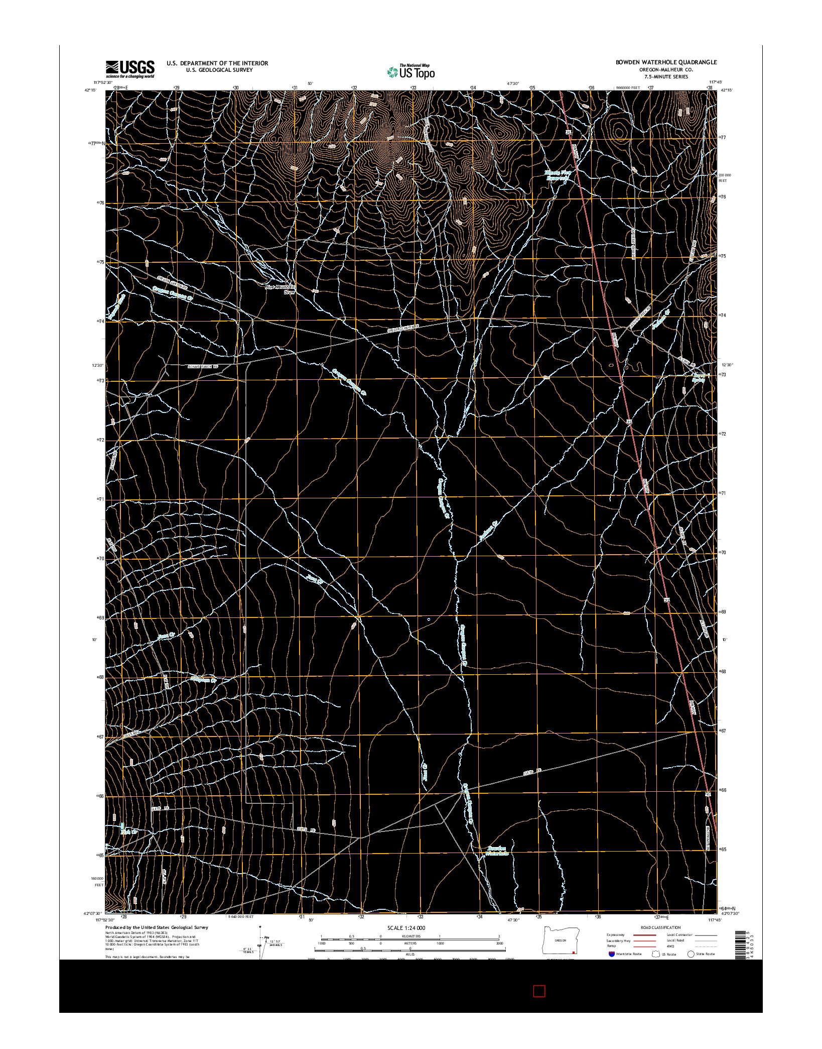 USGS US TOPO 7.5-MINUTE MAP FOR BOWDEN WATERHOLE, OR 2014