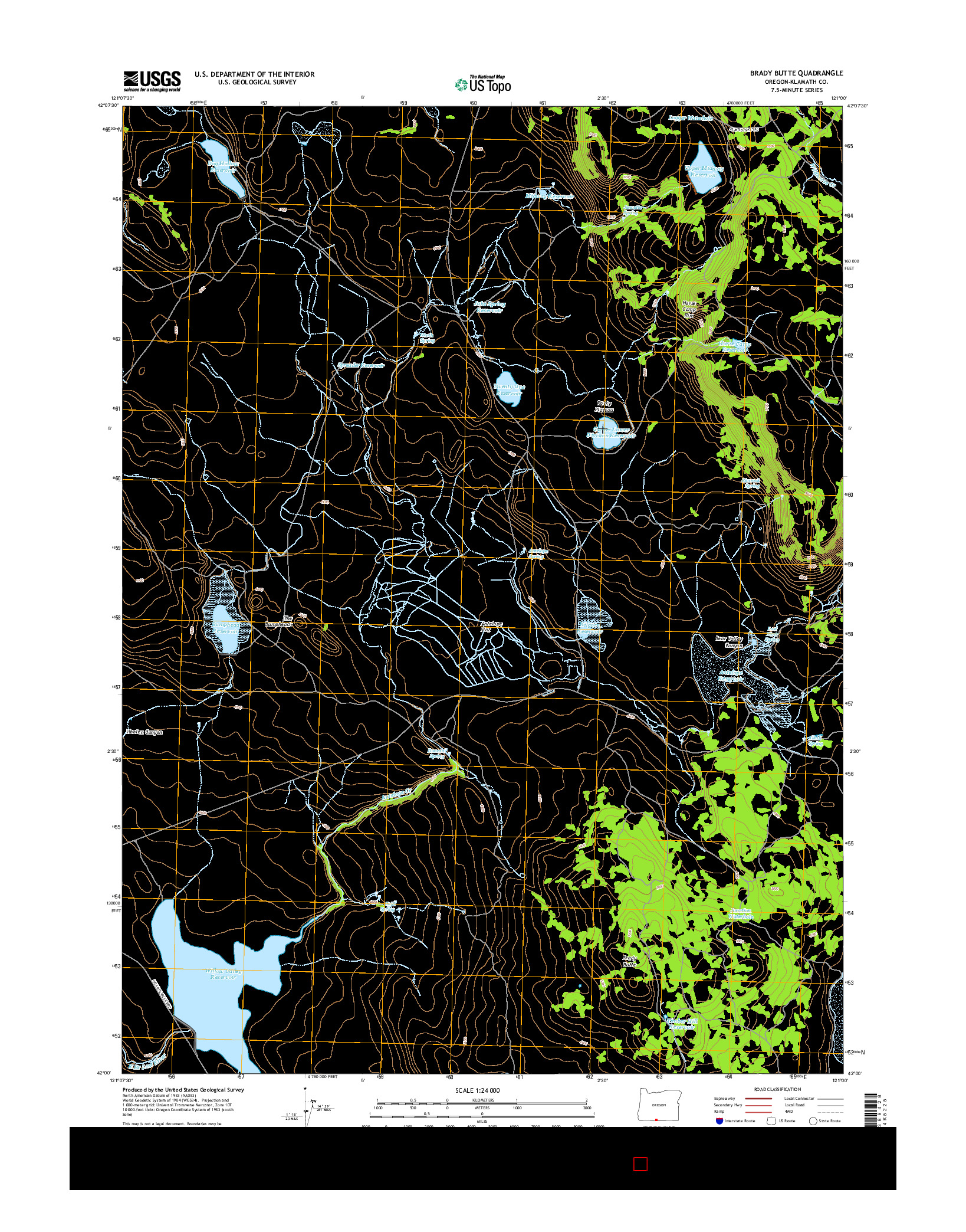 USGS US TOPO 7.5-MINUTE MAP FOR BRADY BUTTE, OR 2014