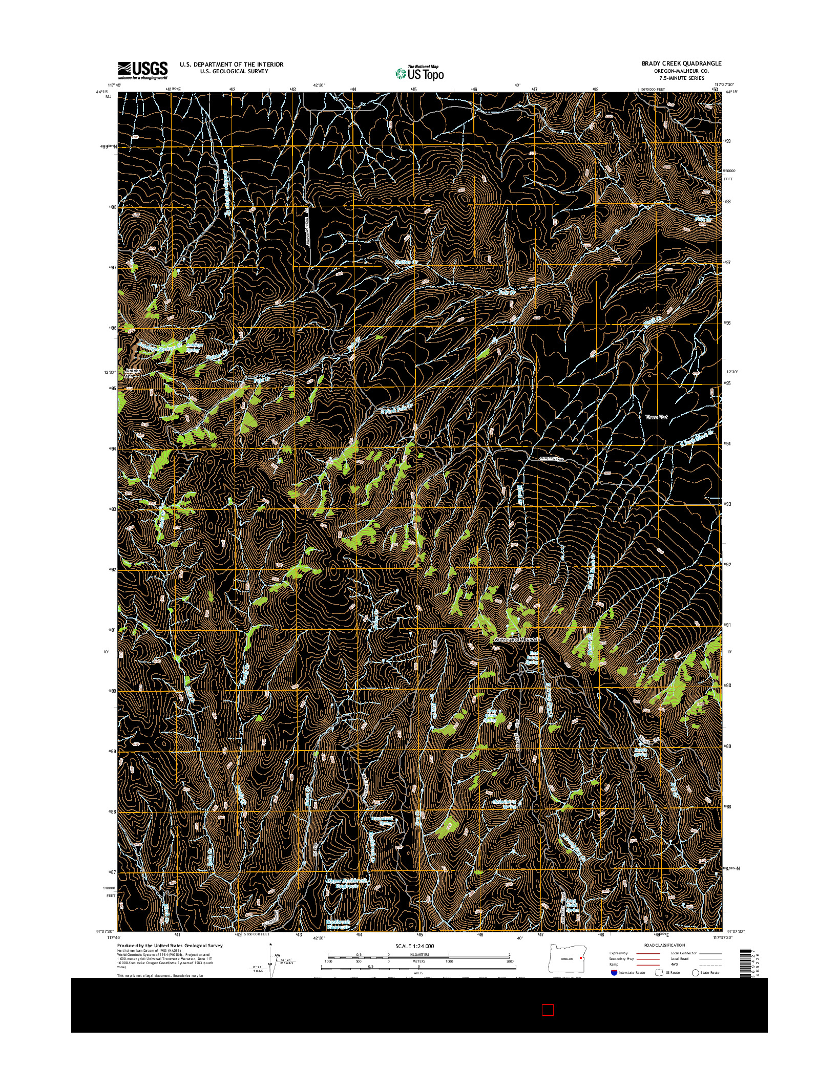 USGS US TOPO 7.5-MINUTE MAP FOR BRADY CREEK, OR 2014