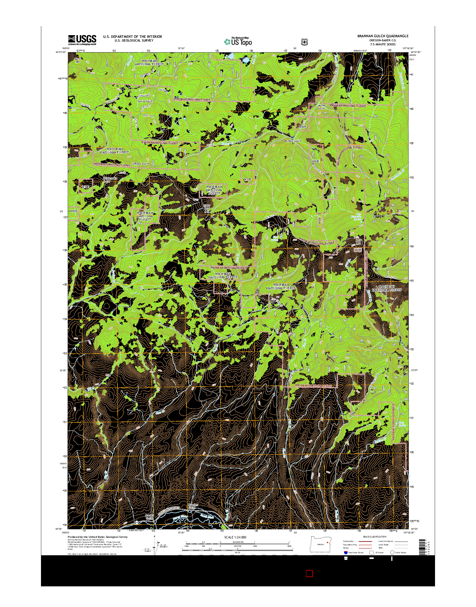 USGS US TOPO 7.5-MINUTE MAP FOR BRANNAN GULCH, OR 2014