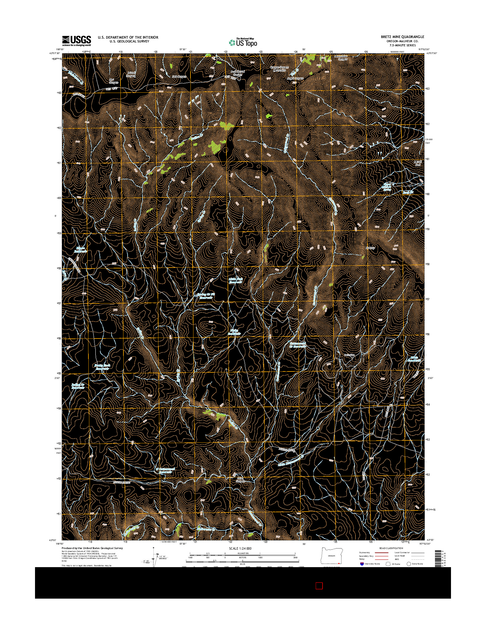 USGS US TOPO 7.5-MINUTE MAP FOR BRETZ MINE, OR 2014