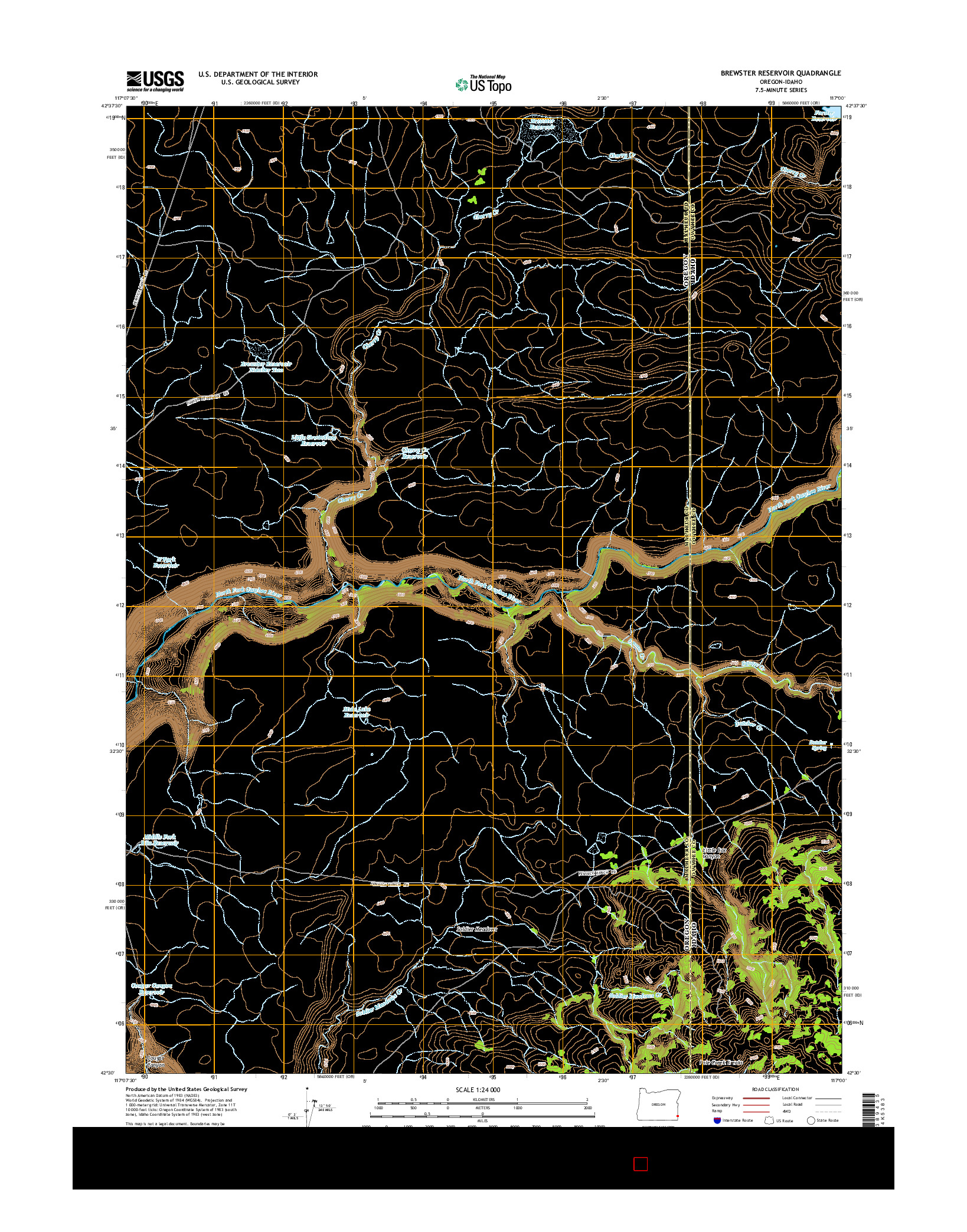 USGS US TOPO 7.5-MINUTE MAP FOR BREWSTER RESERVOIR, OR-ID 2014