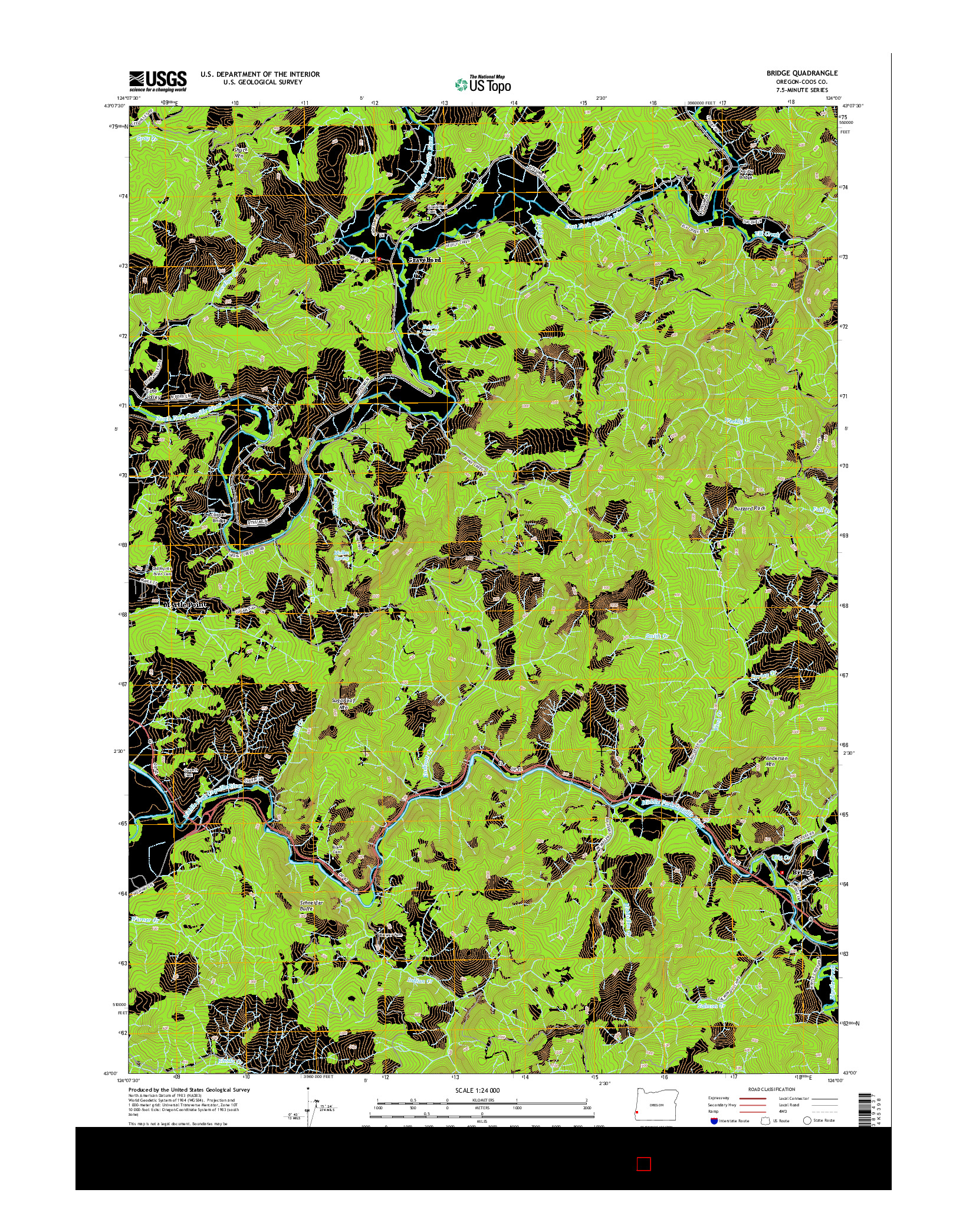 USGS US TOPO 7.5-MINUTE MAP FOR BRIDGE, OR 2014