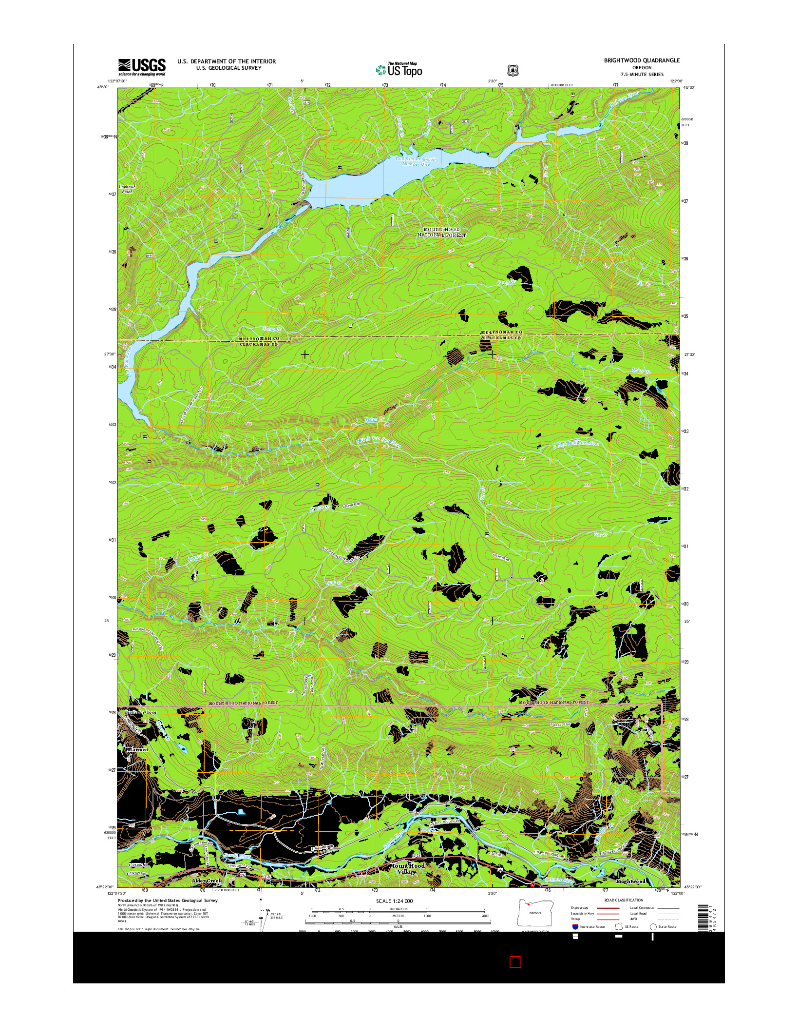 USGS US TOPO 7.5-MINUTE MAP FOR BRIGHTWOOD, OR 2014