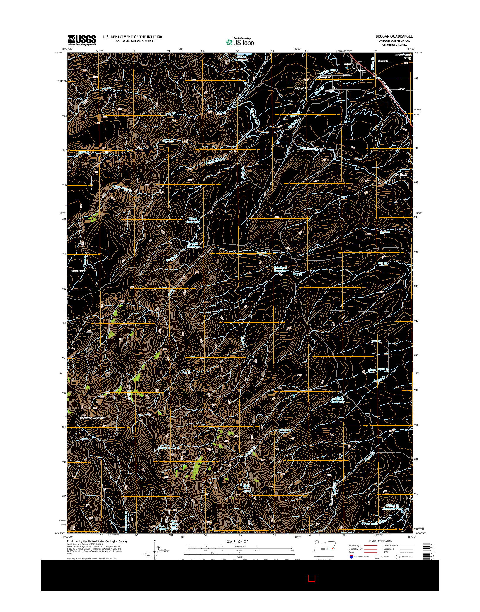 USGS US TOPO 7.5-MINUTE MAP FOR BROGAN, OR 2014