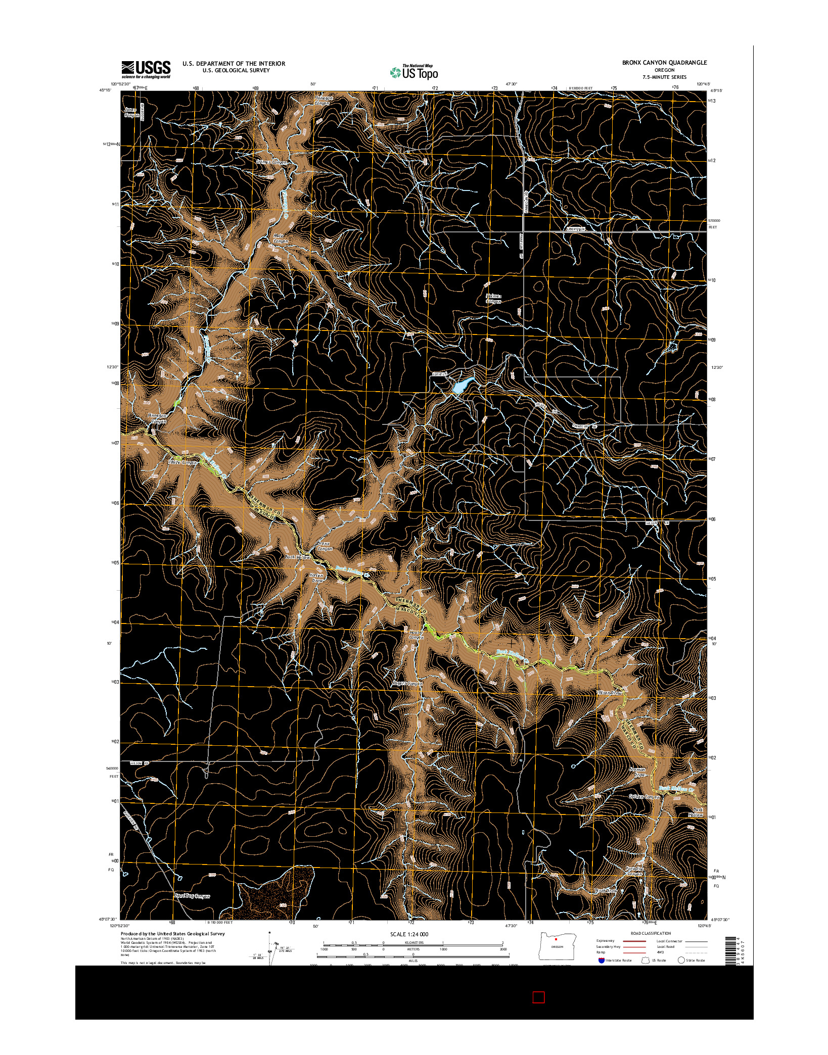 USGS US TOPO 7.5-MINUTE MAP FOR BRONX CANYON, OR 2014