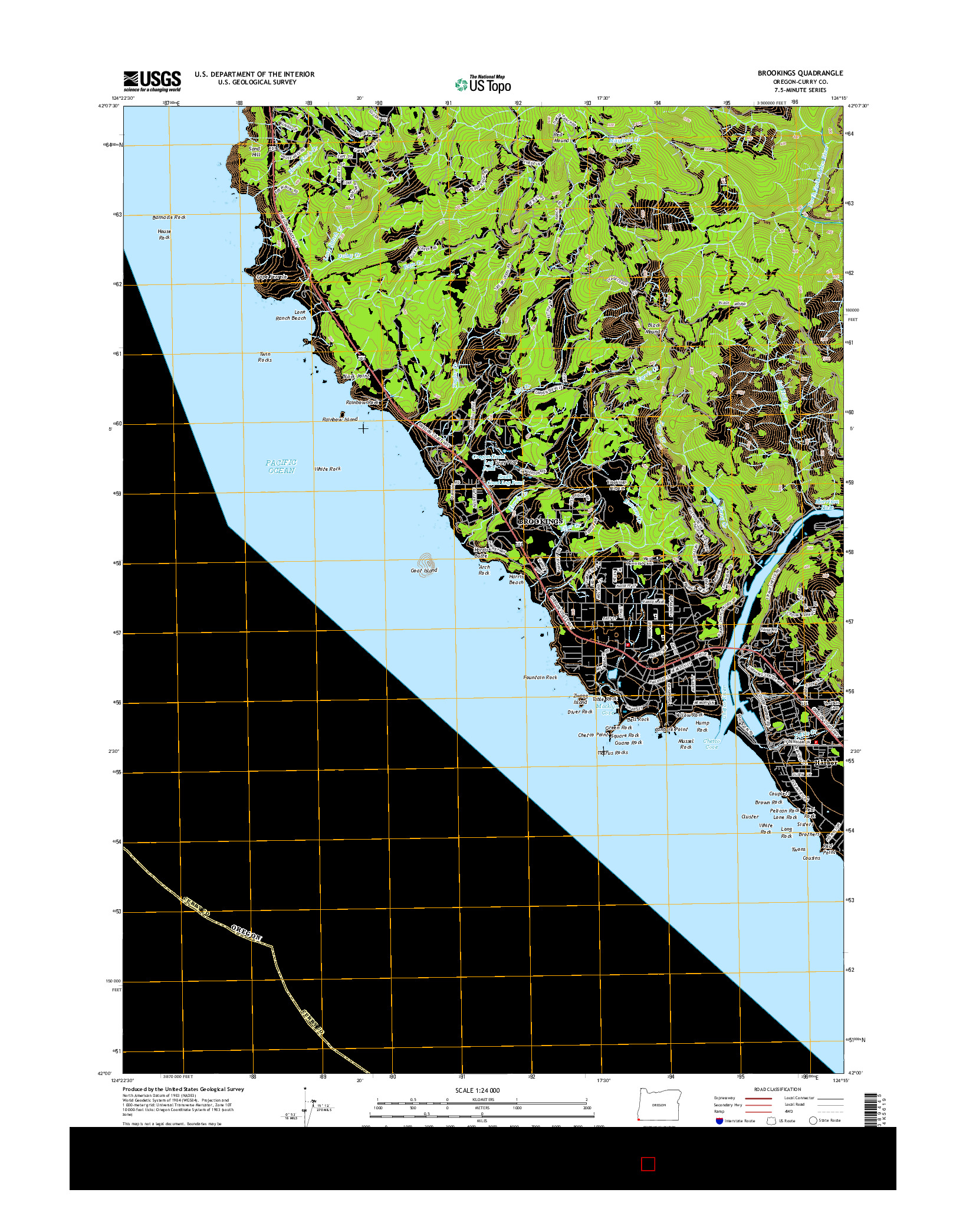 USGS US TOPO 7.5-MINUTE MAP FOR BROOKINGS, OR 2014