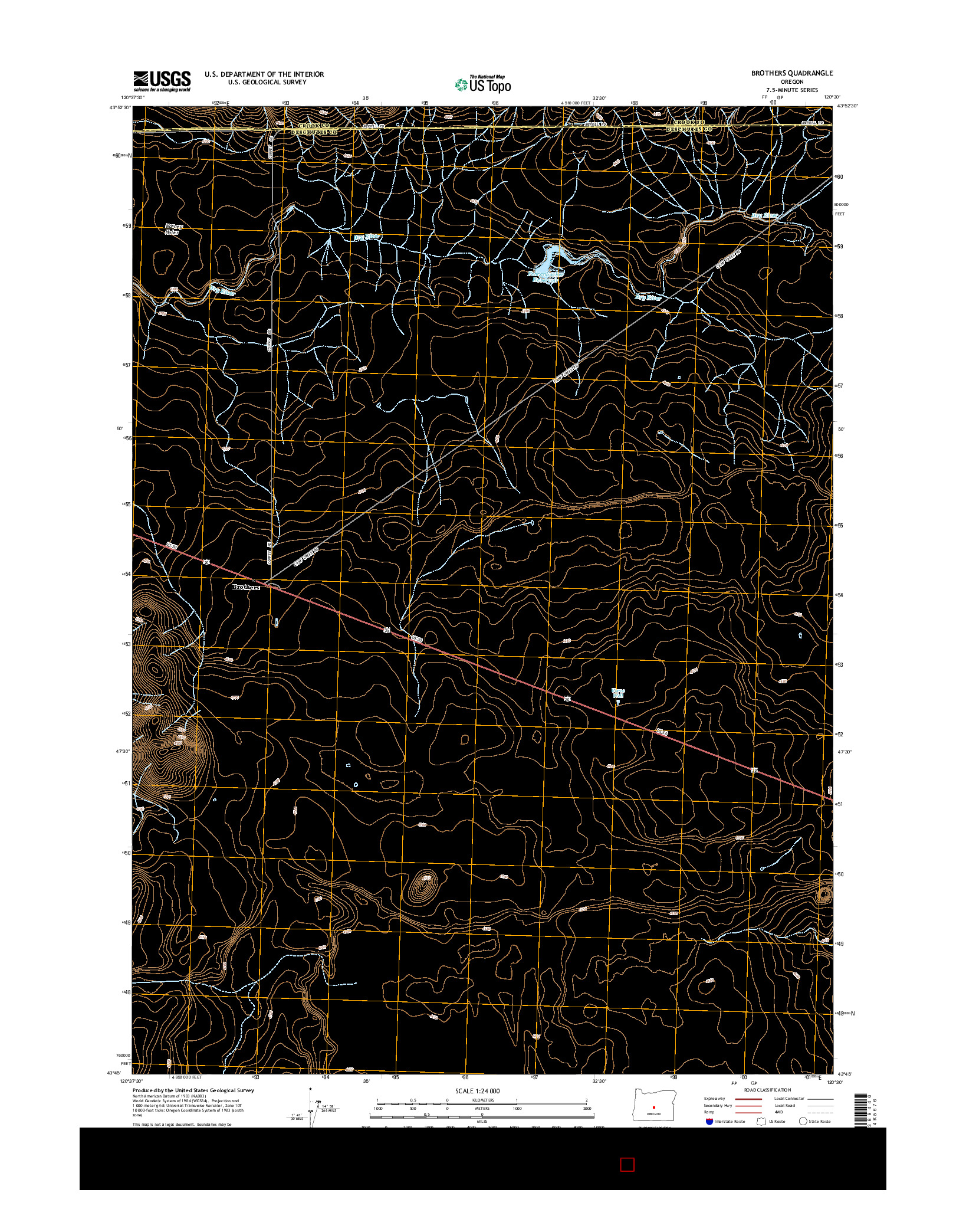 USGS US TOPO 7.5-MINUTE MAP FOR BROTHERS, OR 2014