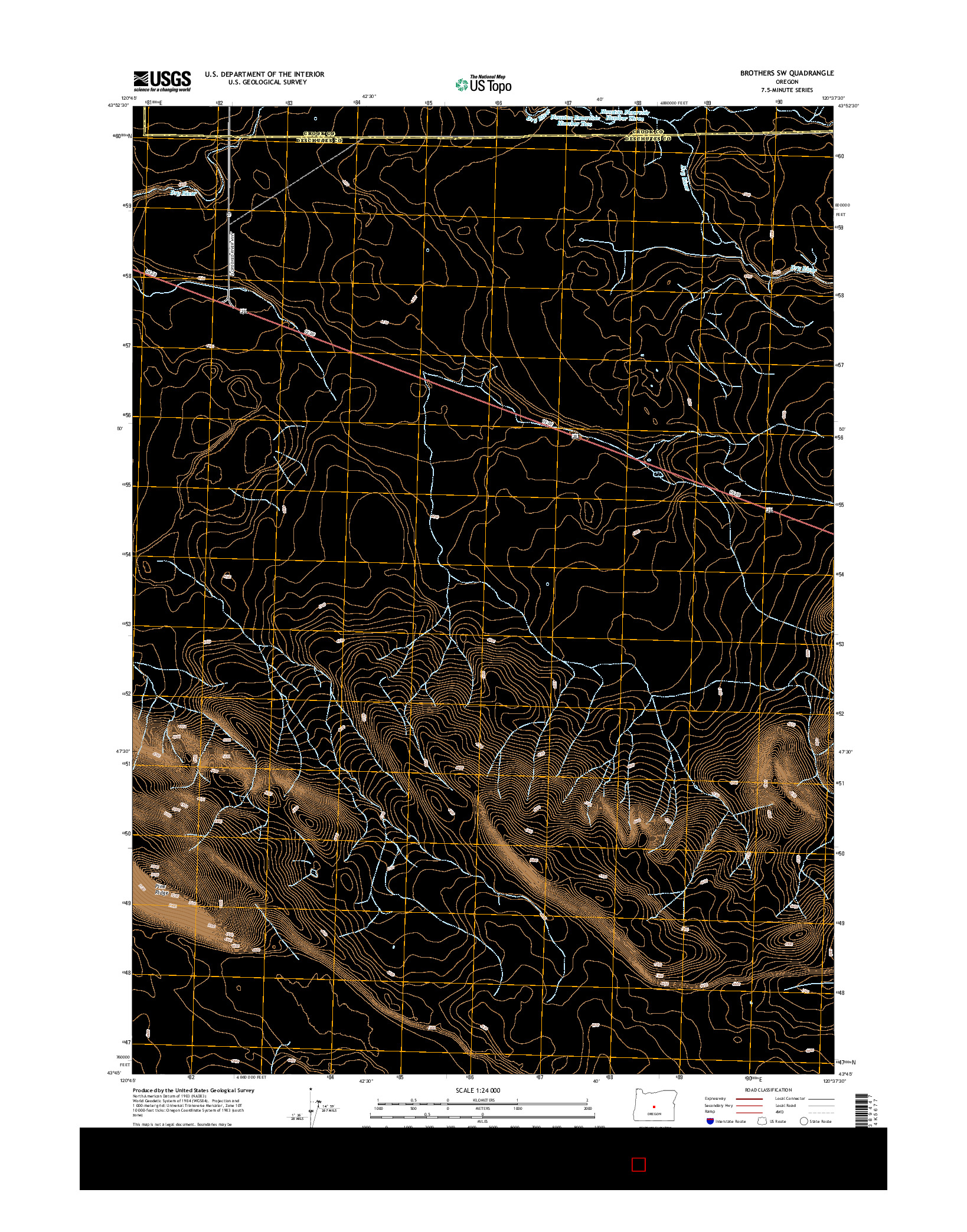 USGS US TOPO 7.5-MINUTE MAP FOR BROTHERS SW, OR 2014