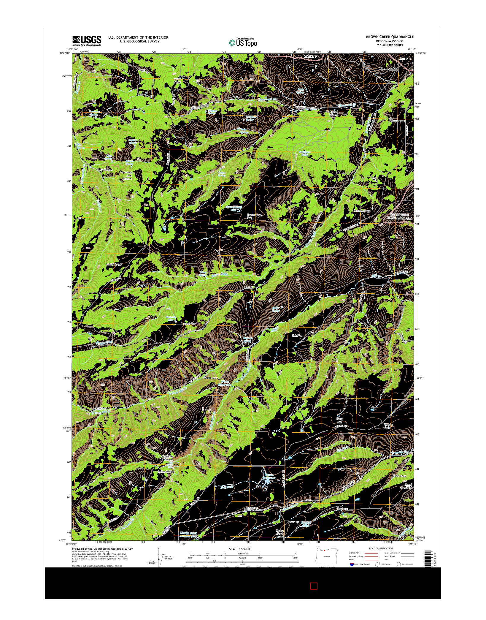 USGS US TOPO 7.5-MINUTE MAP FOR BROWN CREEK, OR 2014