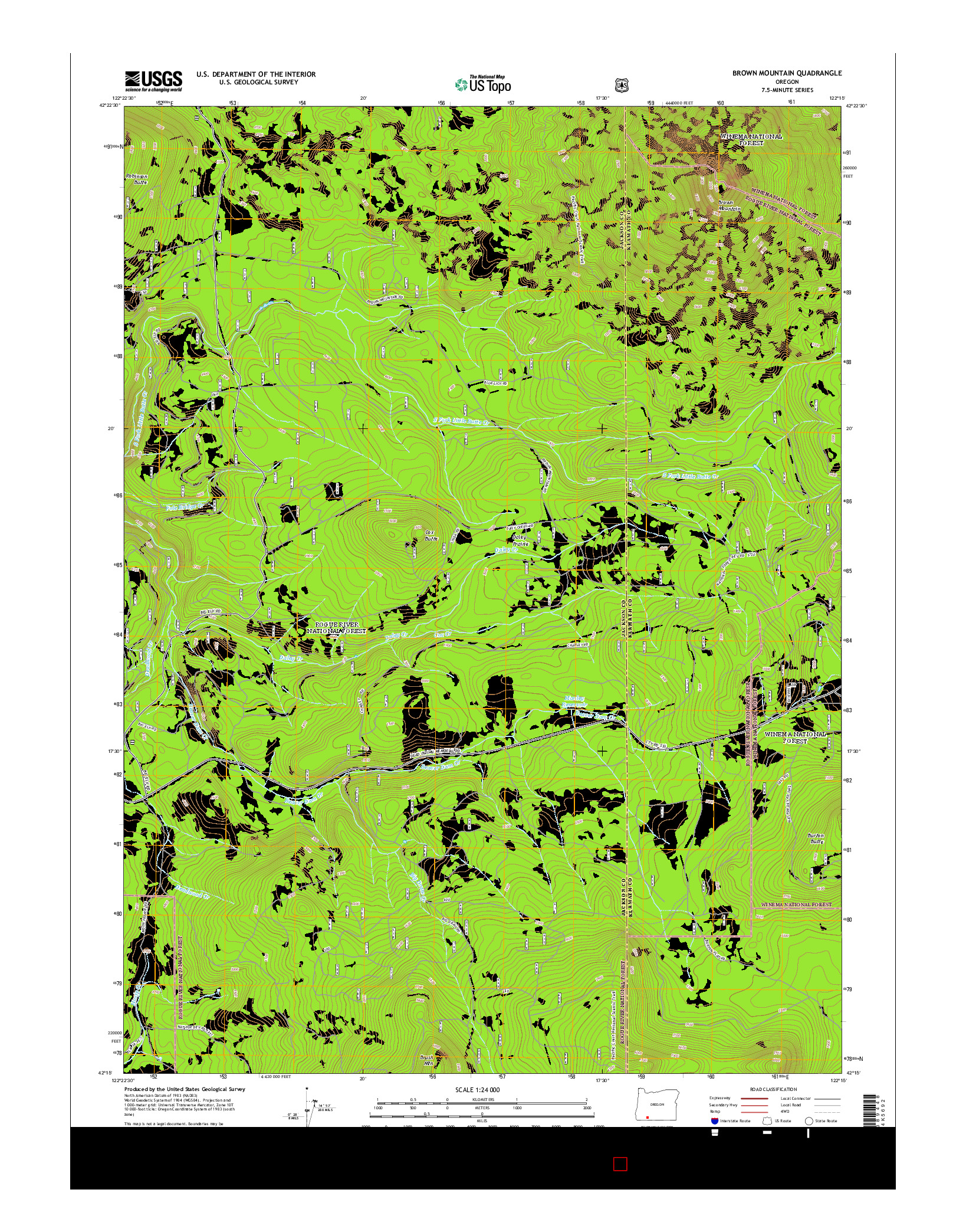 USGS US TOPO 7.5-MINUTE MAP FOR BROWN MOUNTAIN, OR 2014