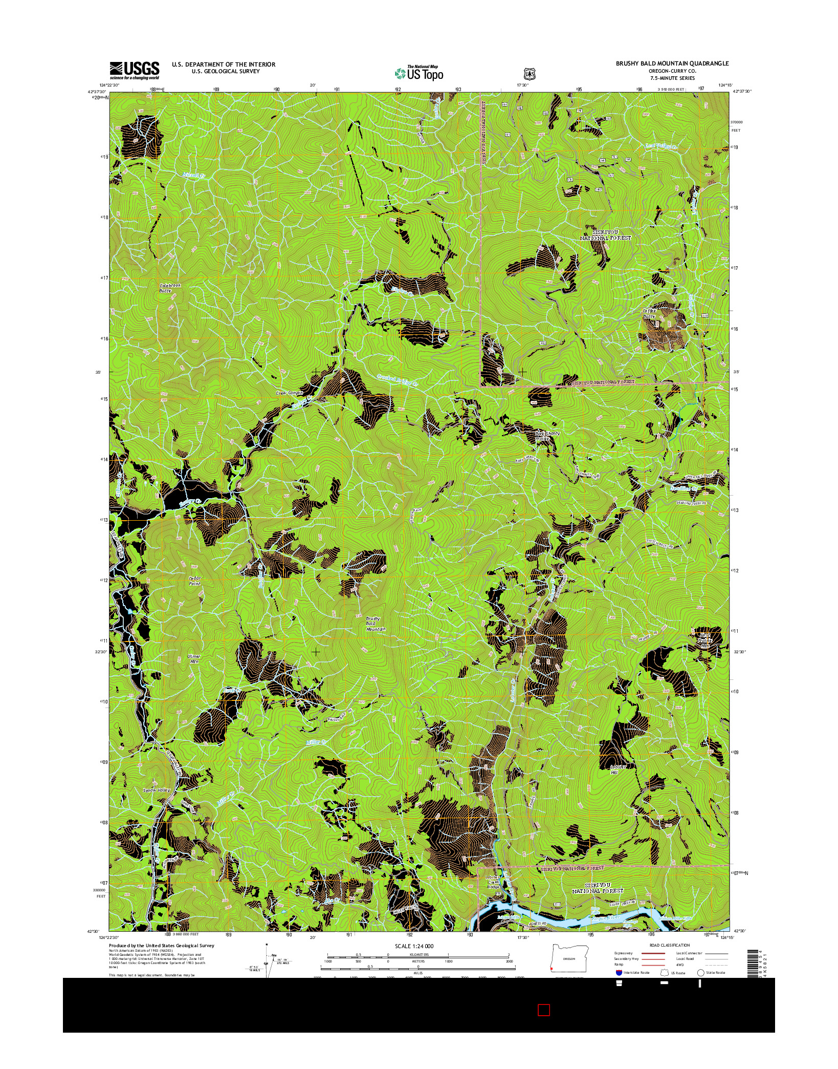 USGS US TOPO 7.5-MINUTE MAP FOR BRUSHY BALD MOUNTAIN, OR 2014