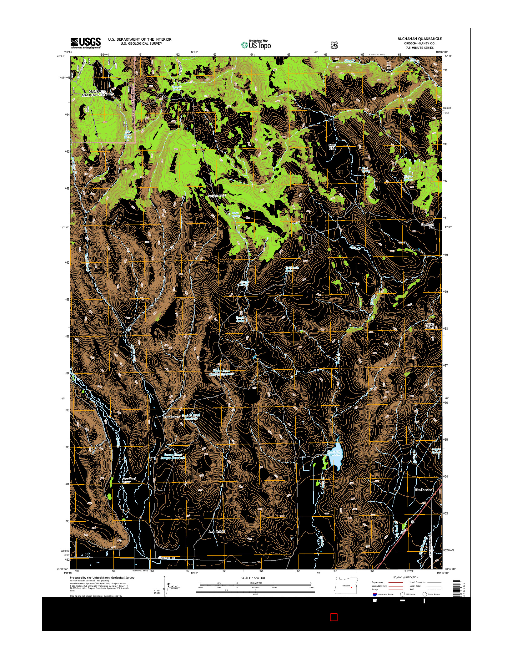 USGS US TOPO 7.5-MINUTE MAP FOR BUCHANAN, OR 2014