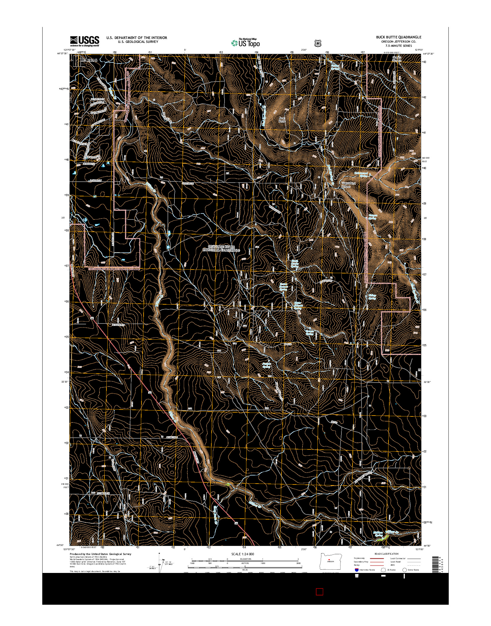 USGS US TOPO 7.5-MINUTE MAP FOR BUCK BUTTE, OR 2014