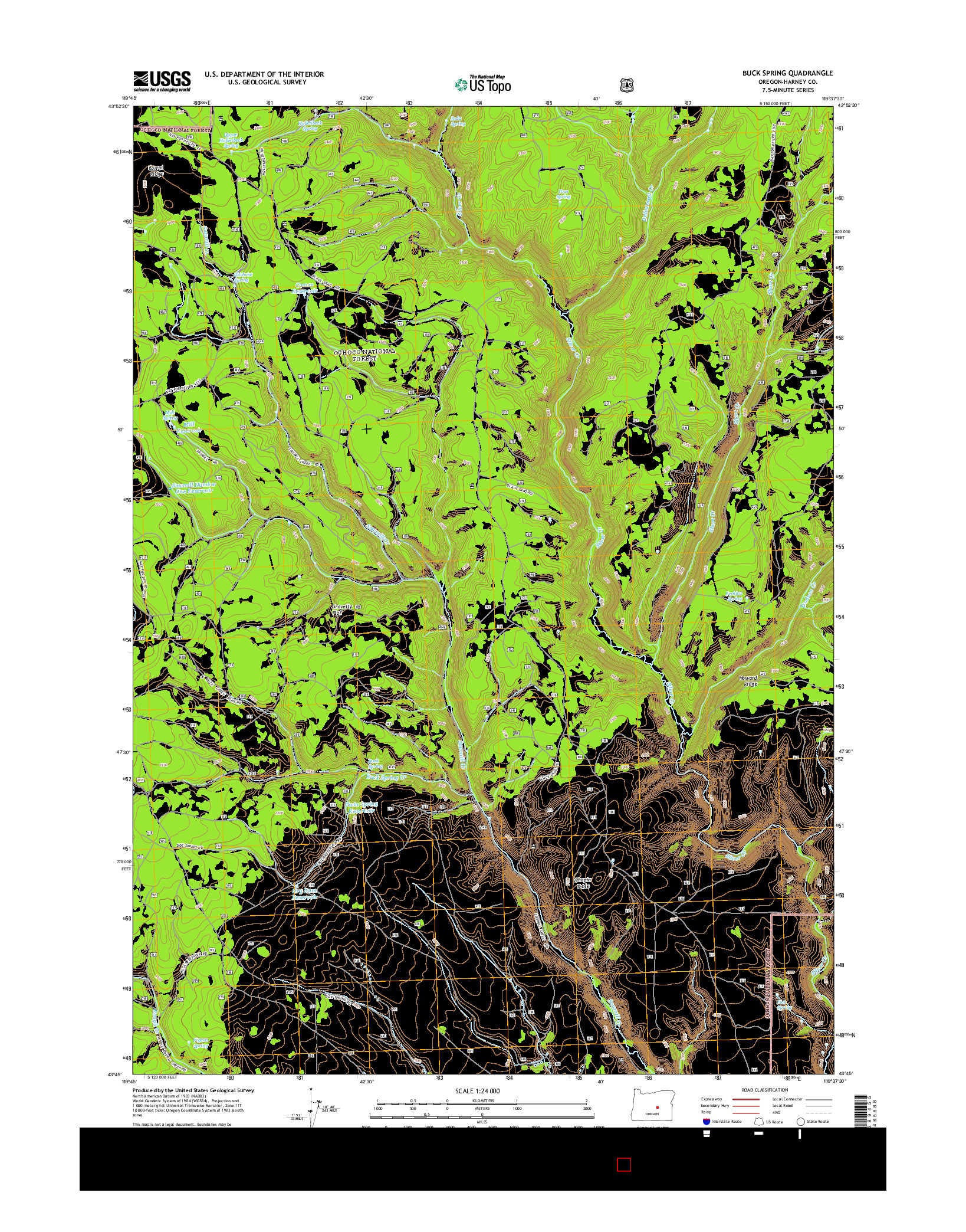 USGS US TOPO 7.5-MINUTE MAP FOR BUCK SPRING, OR 2014