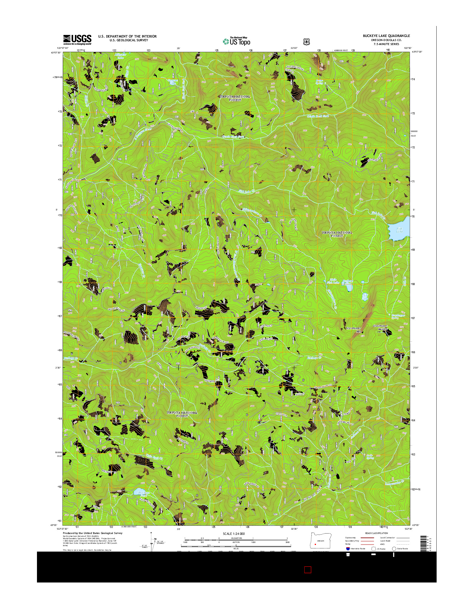 USGS US TOPO 7.5-MINUTE MAP FOR BUCKEYE LAKE, OR 2014