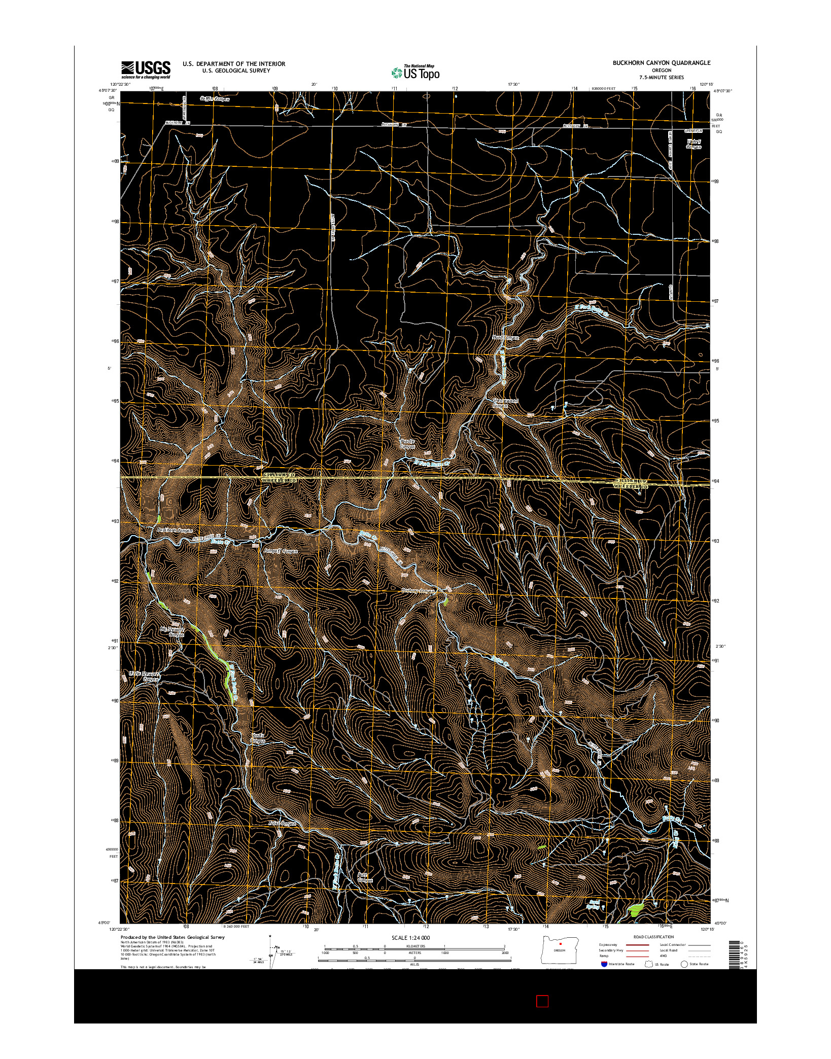 USGS US TOPO 7.5-MINUTE MAP FOR BUCKHORN CANYON, OR 2014