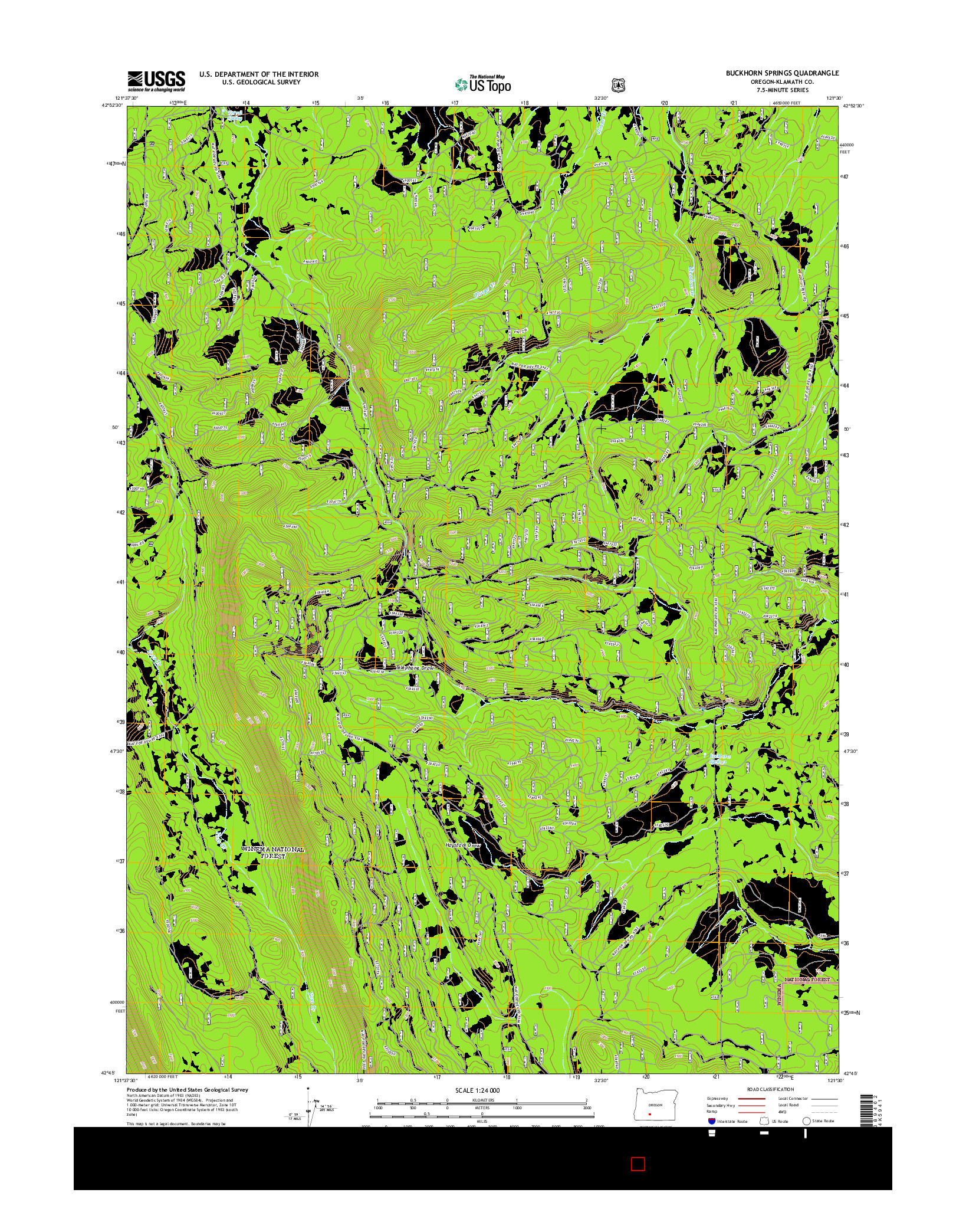 USGS US TOPO 7.5-MINUTE MAP FOR BUCKHORN SPRINGS, OR 2014