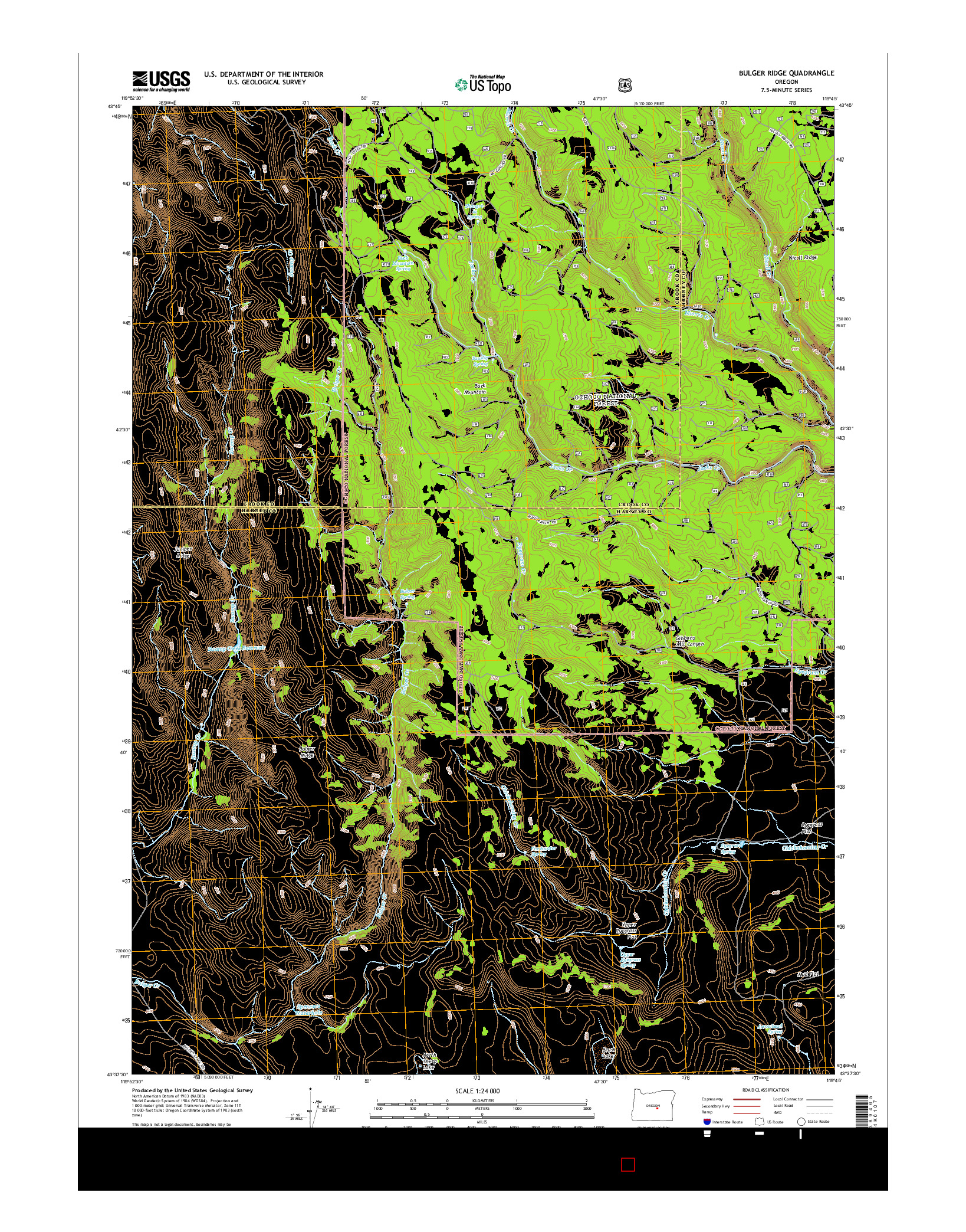 USGS US TOPO 7.5-MINUTE MAP FOR BULGER RIDGE, OR 2014
