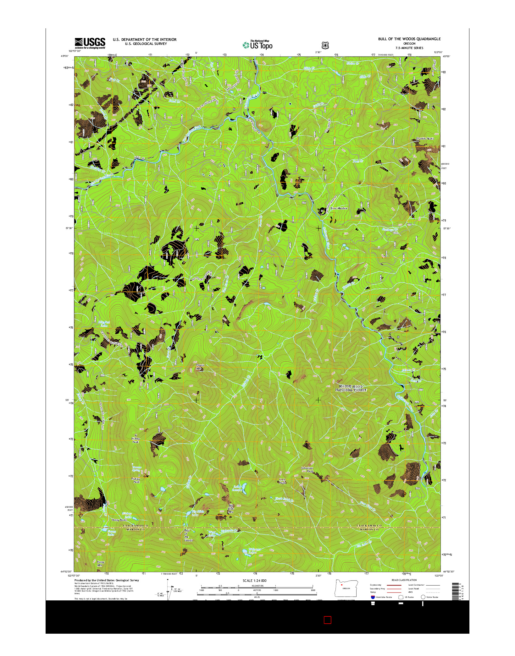 USGS US TOPO 7.5-MINUTE MAP FOR BULL OF THE WOODS, OR 2014