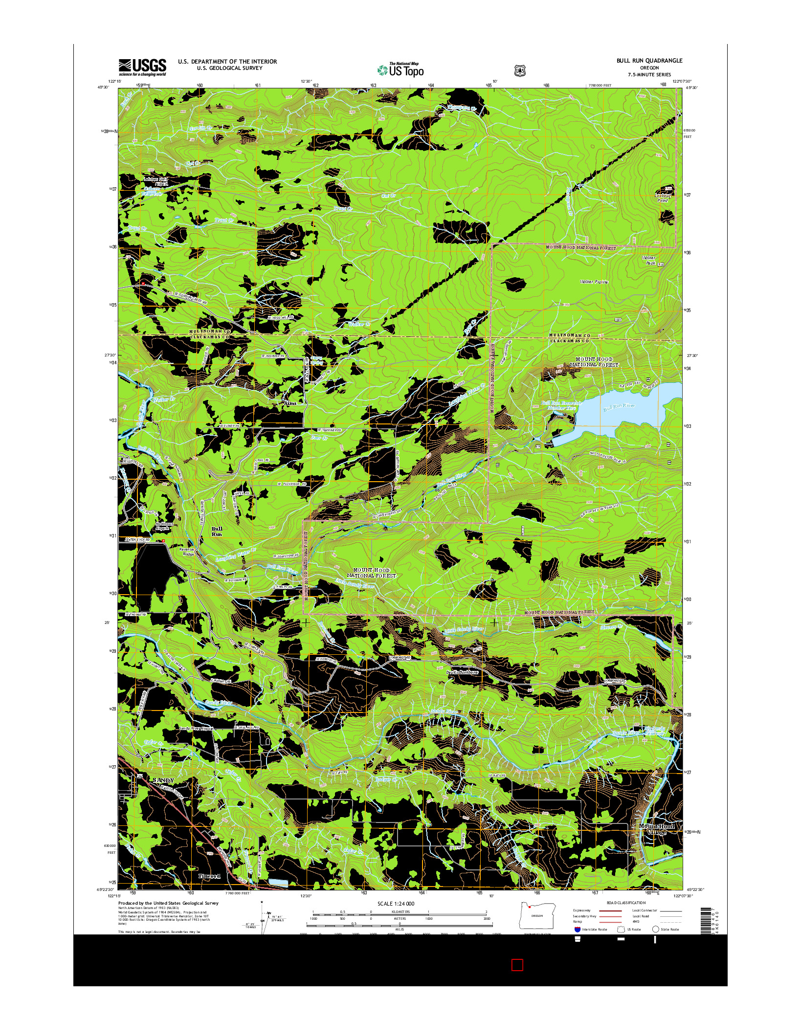 USGS US TOPO 7.5-MINUTE MAP FOR BULL RUN, OR 2014