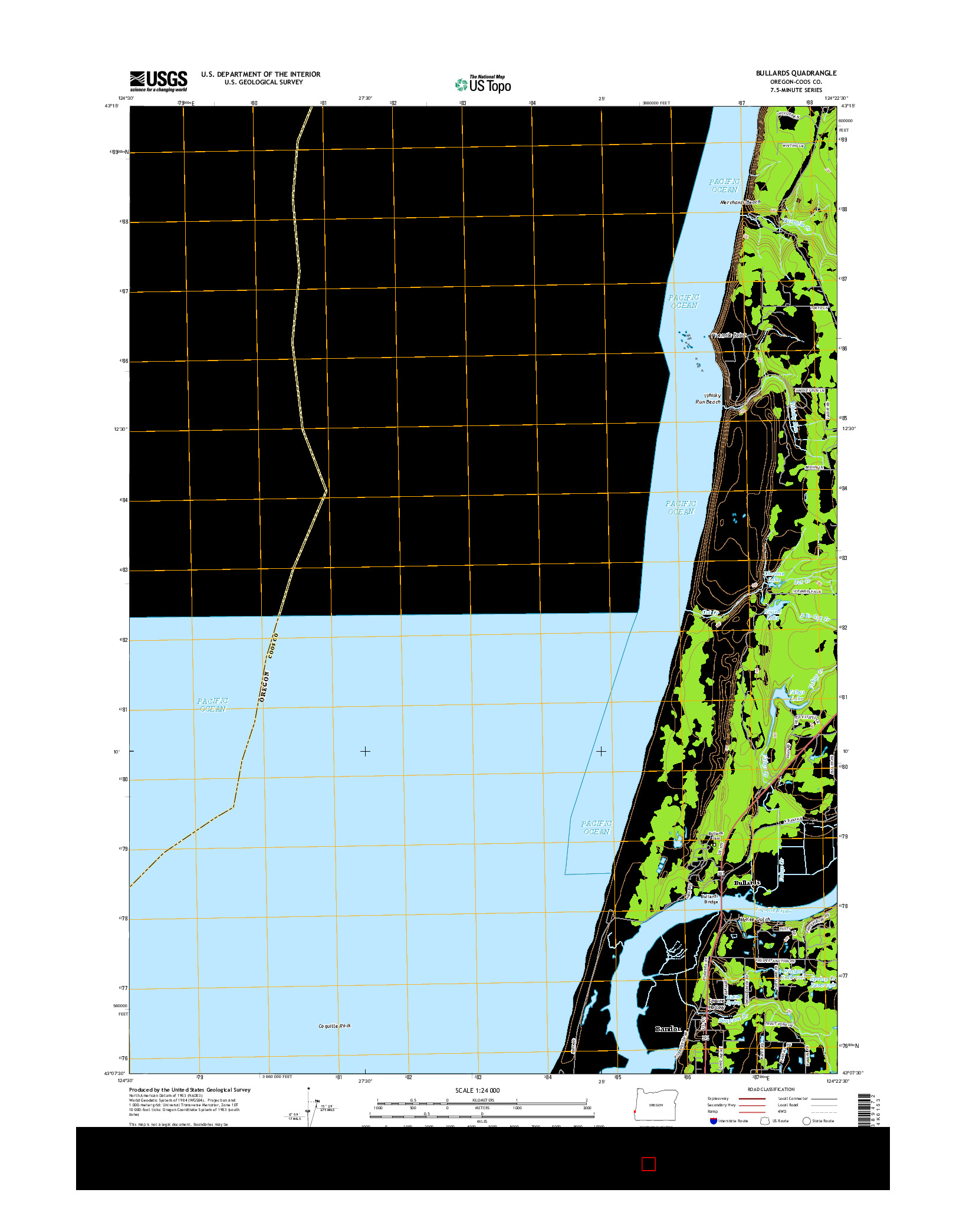 USGS US TOPO 7.5-MINUTE MAP FOR BULLARDS, OR 2014