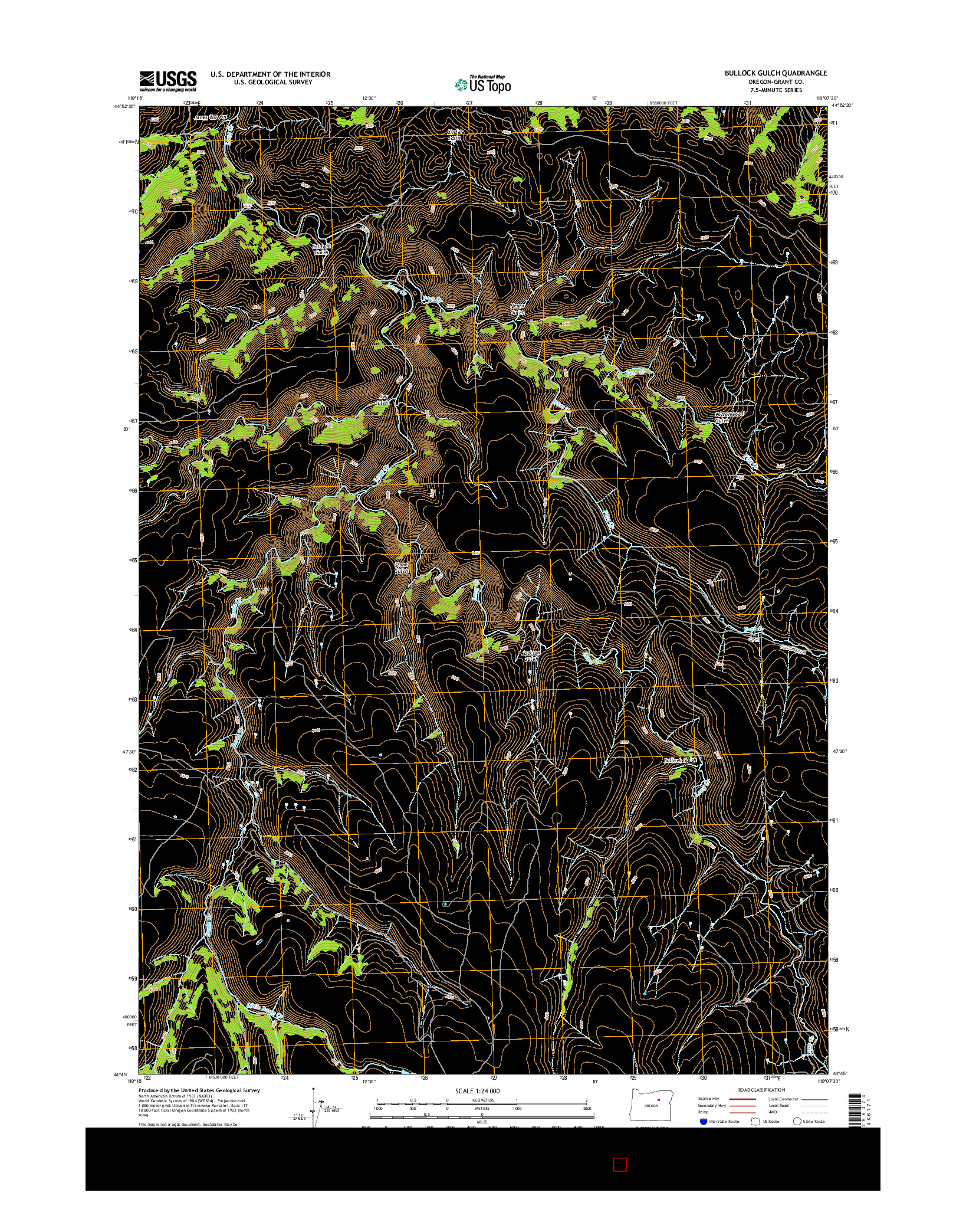 USGS US TOPO 7.5-MINUTE MAP FOR BULLOCK GULCH, OR 2014