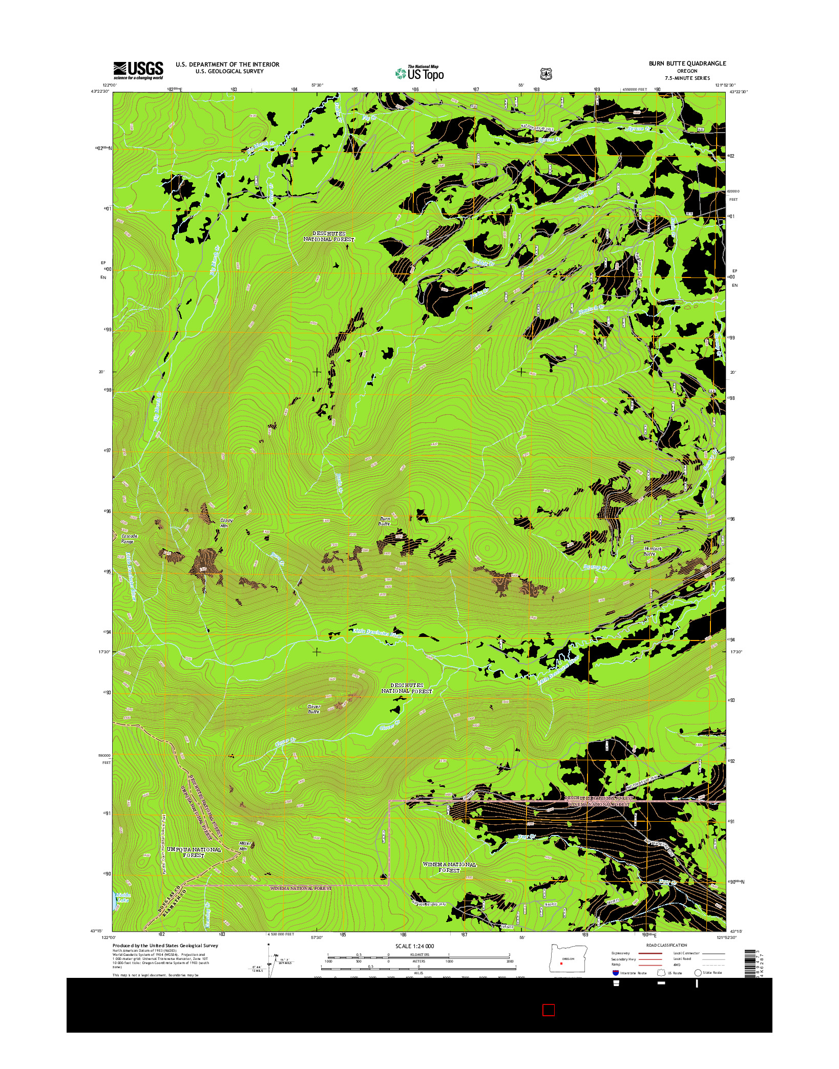 USGS US TOPO 7.5-MINUTE MAP FOR BURN BUTTE, OR 2014