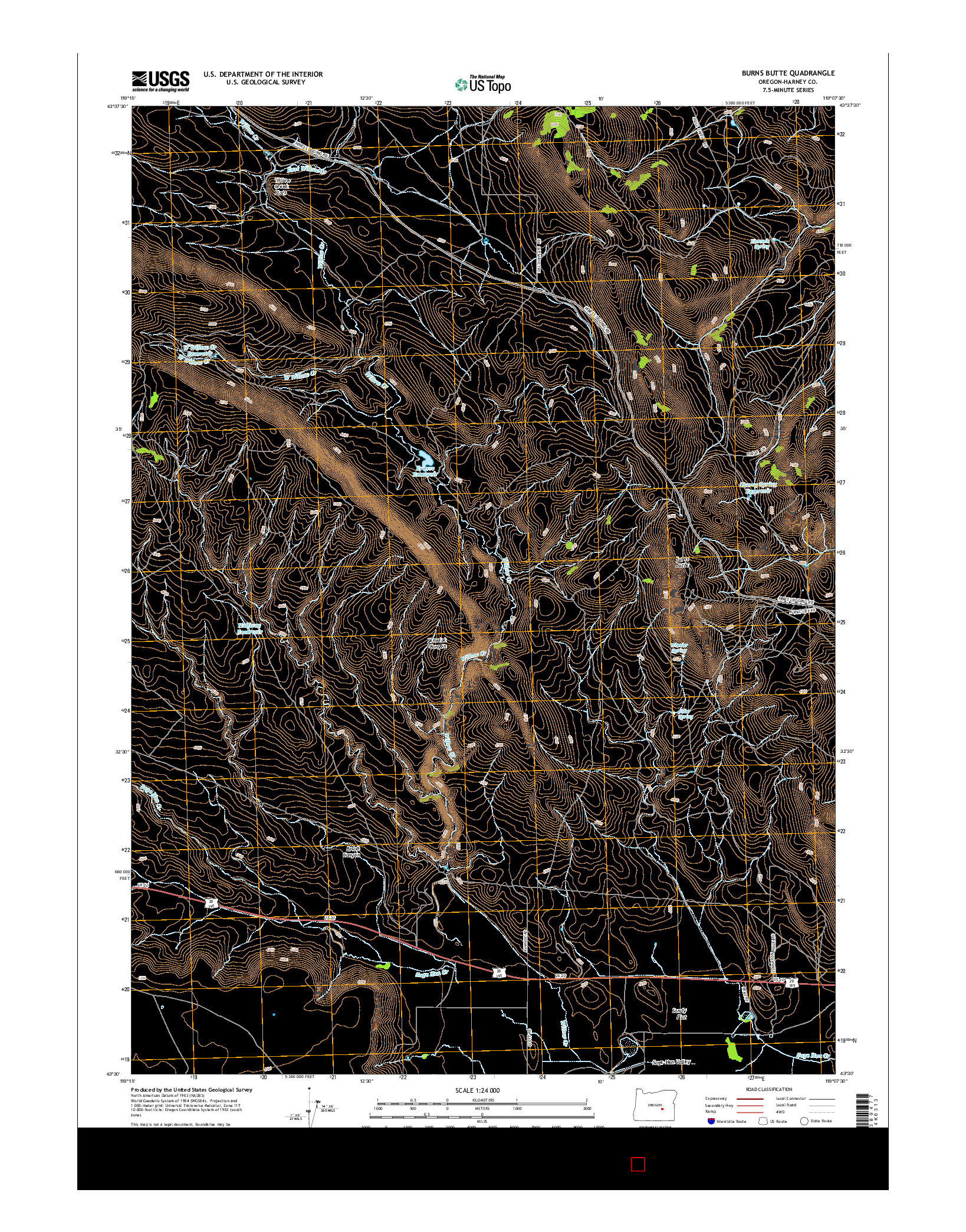 USGS US TOPO 7.5-MINUTE MAP FOR BURNS BUTTE, OR 2014