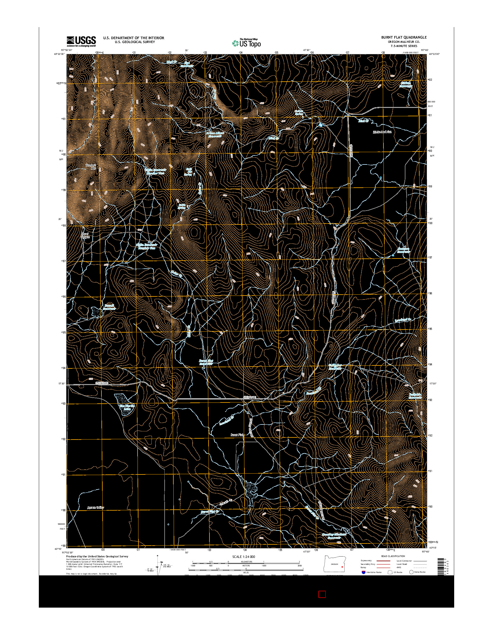 USGS US TOPO 7.5-MINUTE MAP FOR BURNT FLAT, OR 2014