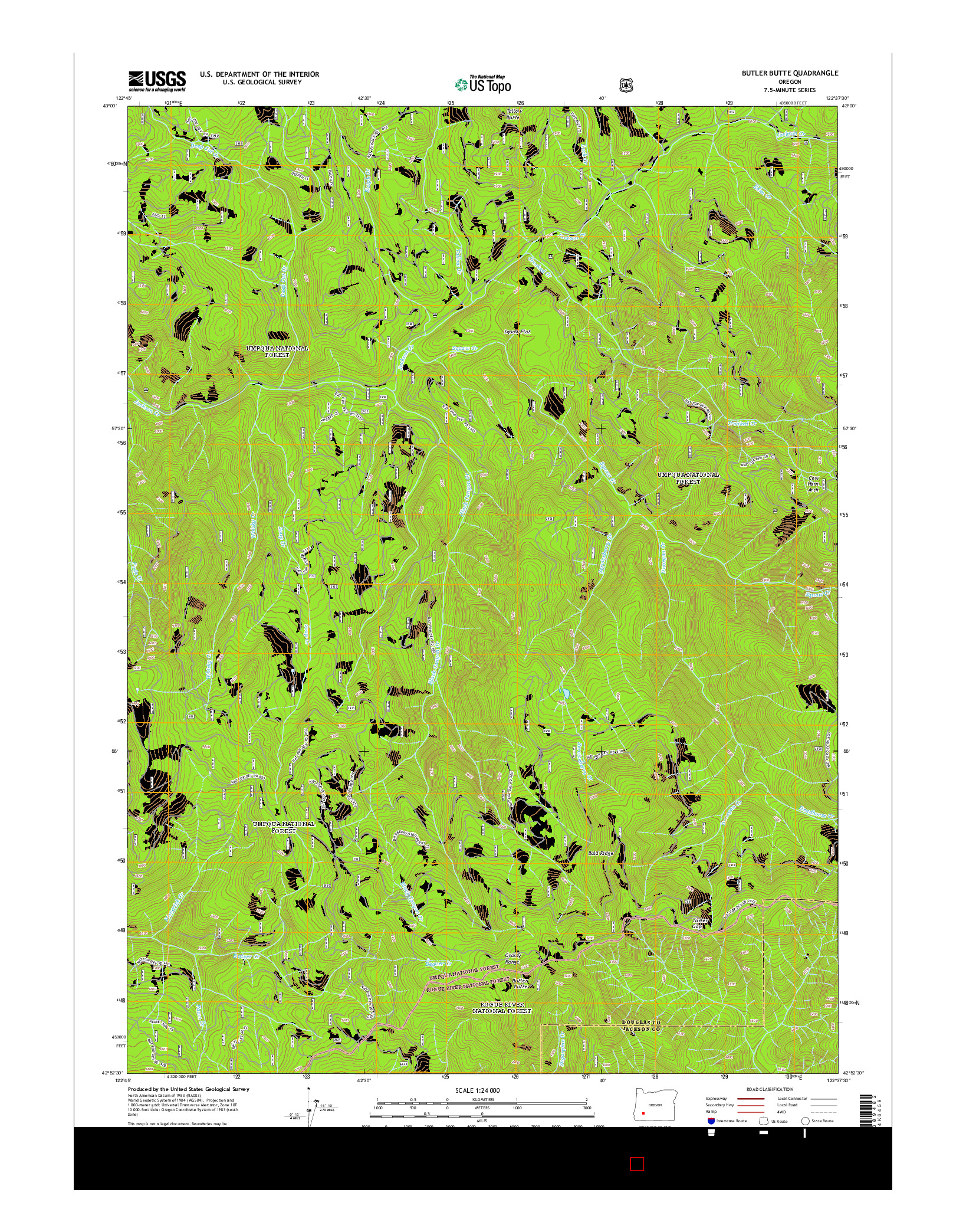 USGS US TOPO 7.5-MINUTE MAP FOR BUTLER BUTTE, OR 2014