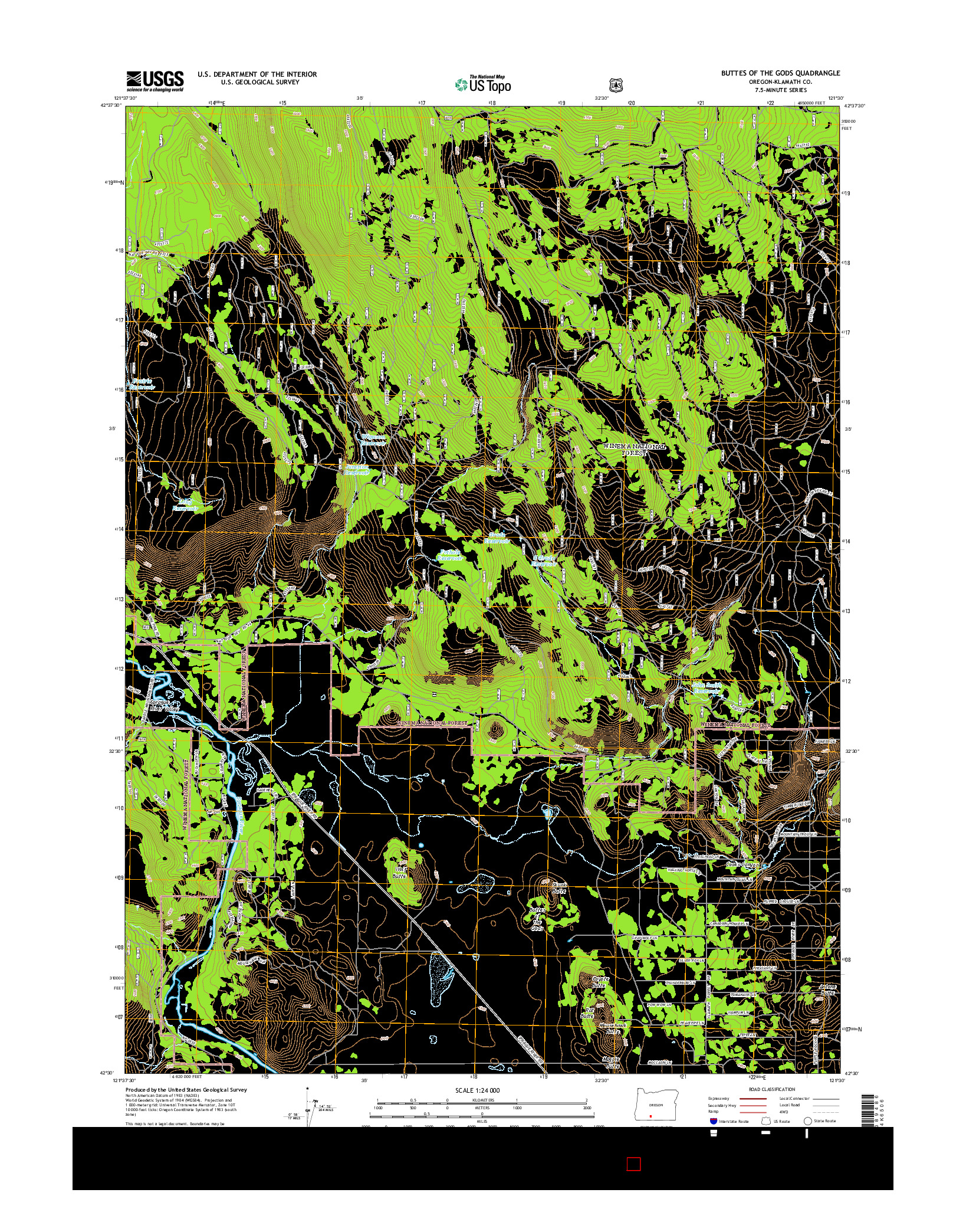 USGS US TOPO 7.5-MINUTE MAP FOR BUTTES OF THE GODS, OR 2014