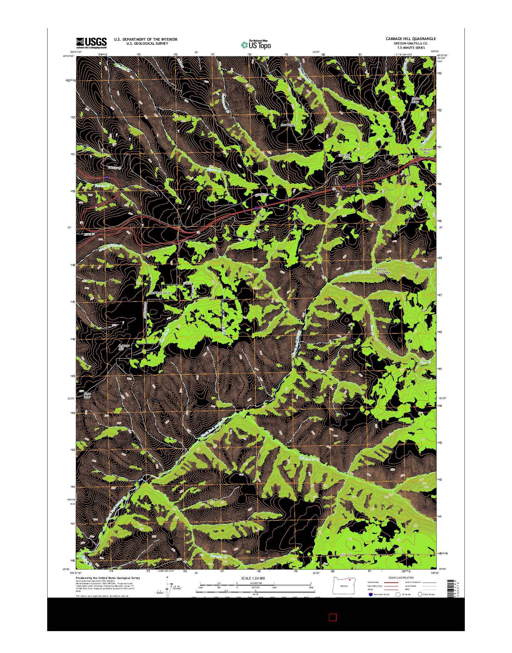 USGS US TOPO 7.5-MINUTE MAP FOR CABBAGE HILL, OR 2014