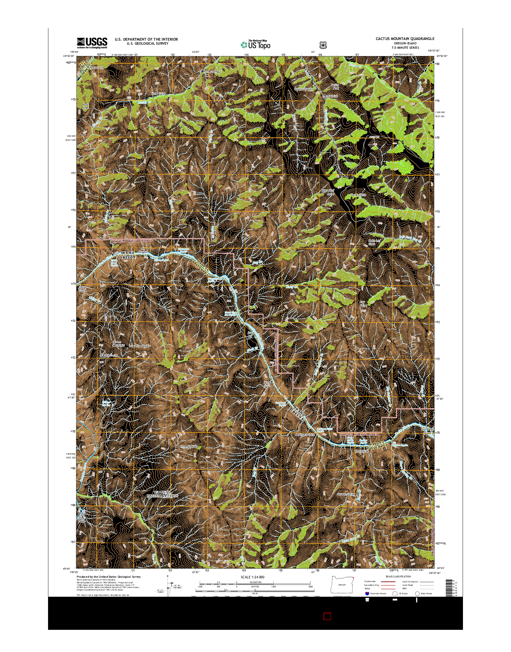 USGS US TOPO 7.5-MINUTE MAP FOR CACTUS MOUNTAIN, OR-ID 2014