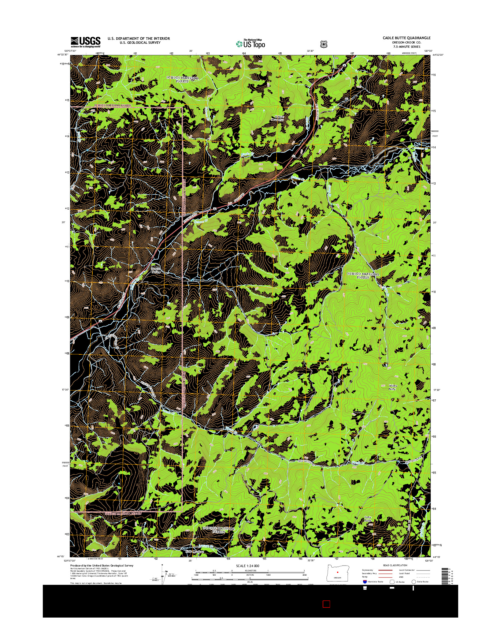 USGS US TOPO 7.5-MINUTE MAP FOR CADLE BUTTE, OR 2014