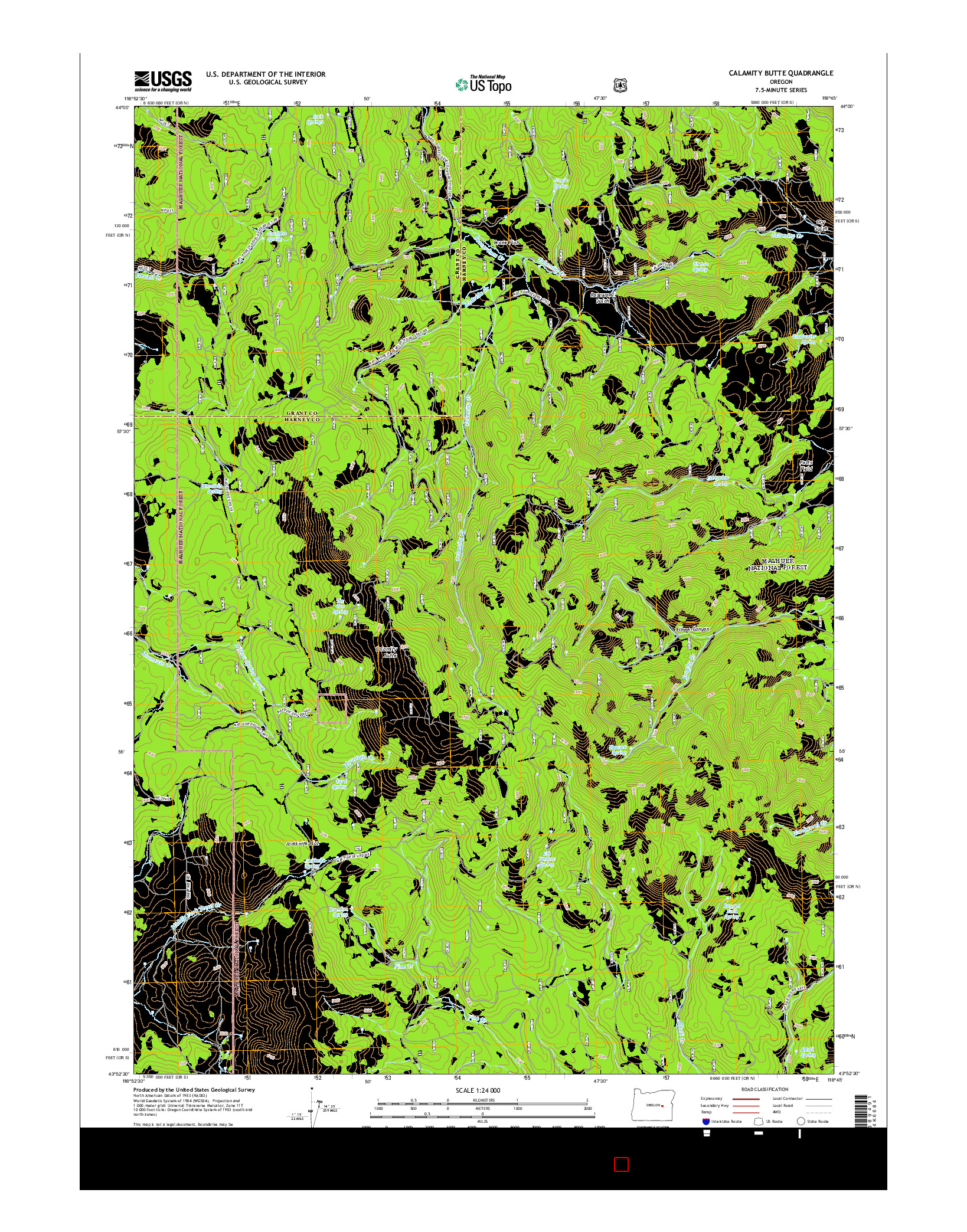 USGS US TOPO 7.5-MINUTE MAP FOR CALAMITY BUTTE, OR 2014