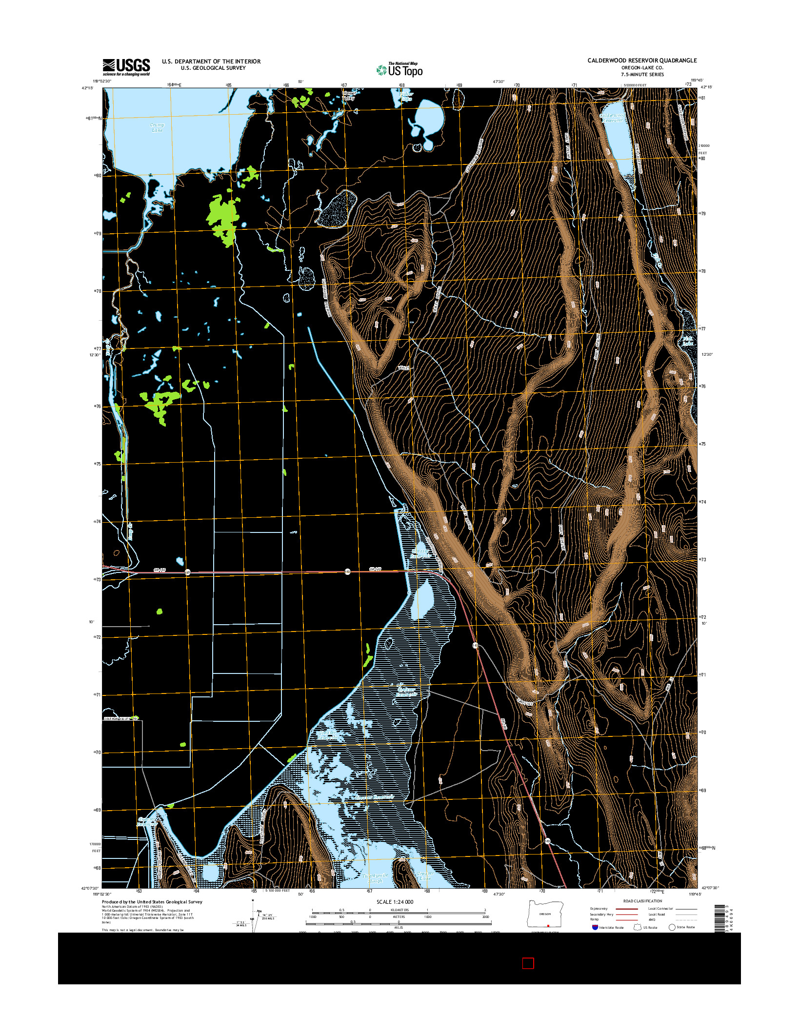 USGS US TOPO 7.5-MINUTE MAP FOR CALDERWOOD RESERVOIR, OR 2014