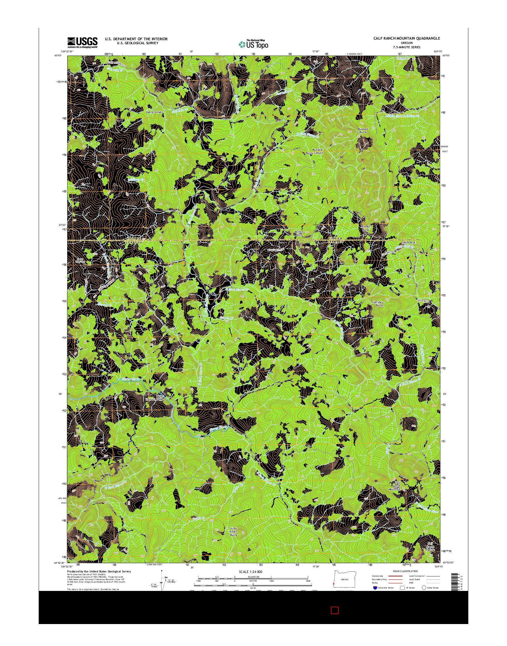 USGS US TOPO 7.5-MINUTE MAP FOR CALF RANCH MOUNTAIN, OR 2014