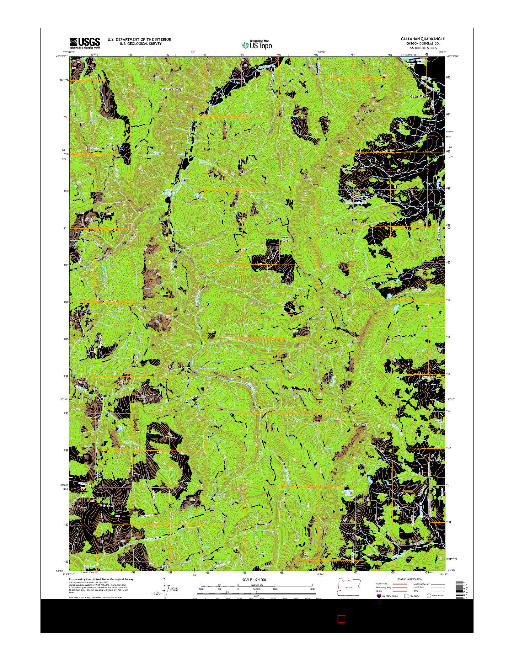 USGS US TOPO 7.5-MINUTE MAP FOR CALLAHAN, OR 2014