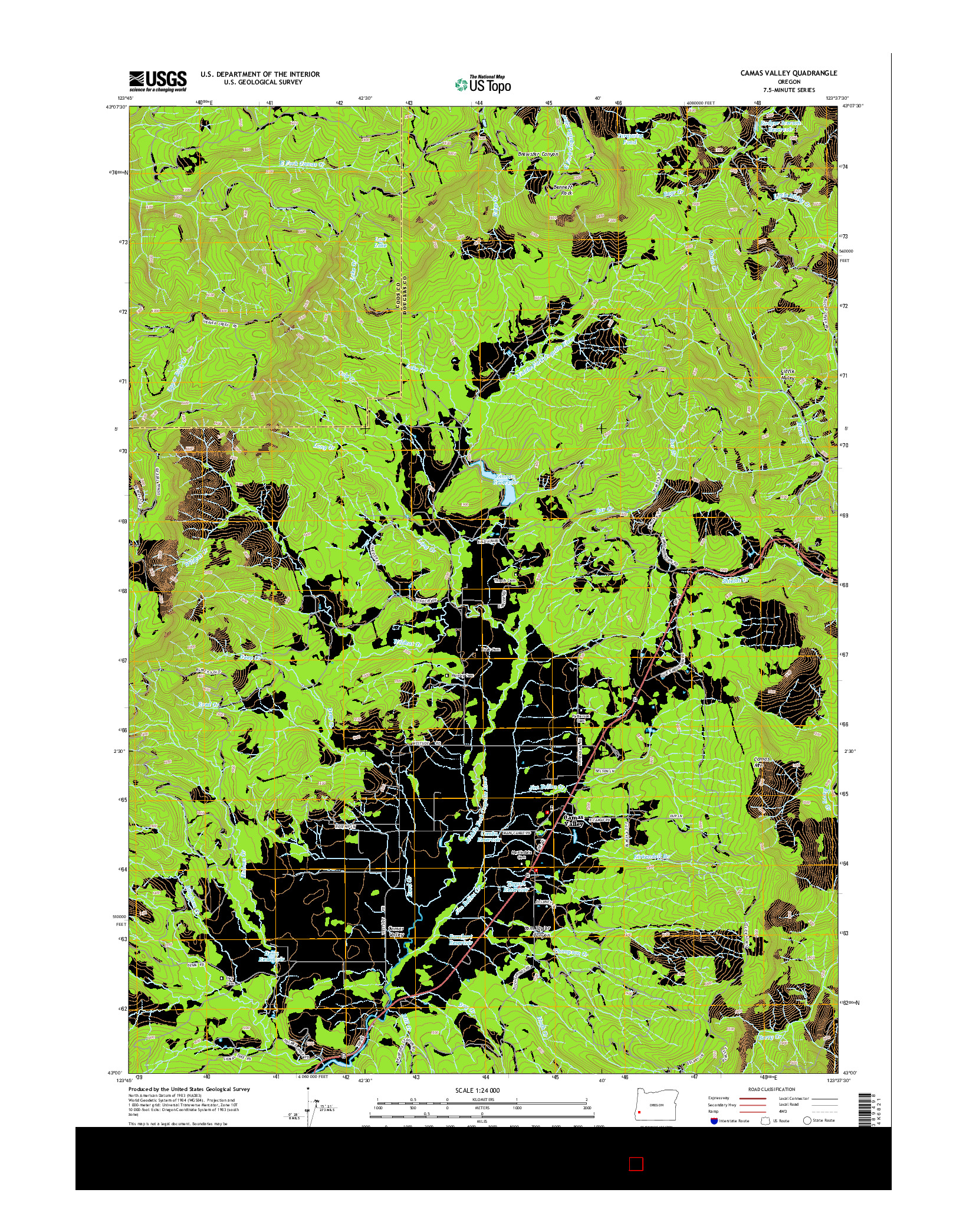 USGS US TOPO 7.5-MINUTE MAP FOR CAMAS VALLEY, OR 2014